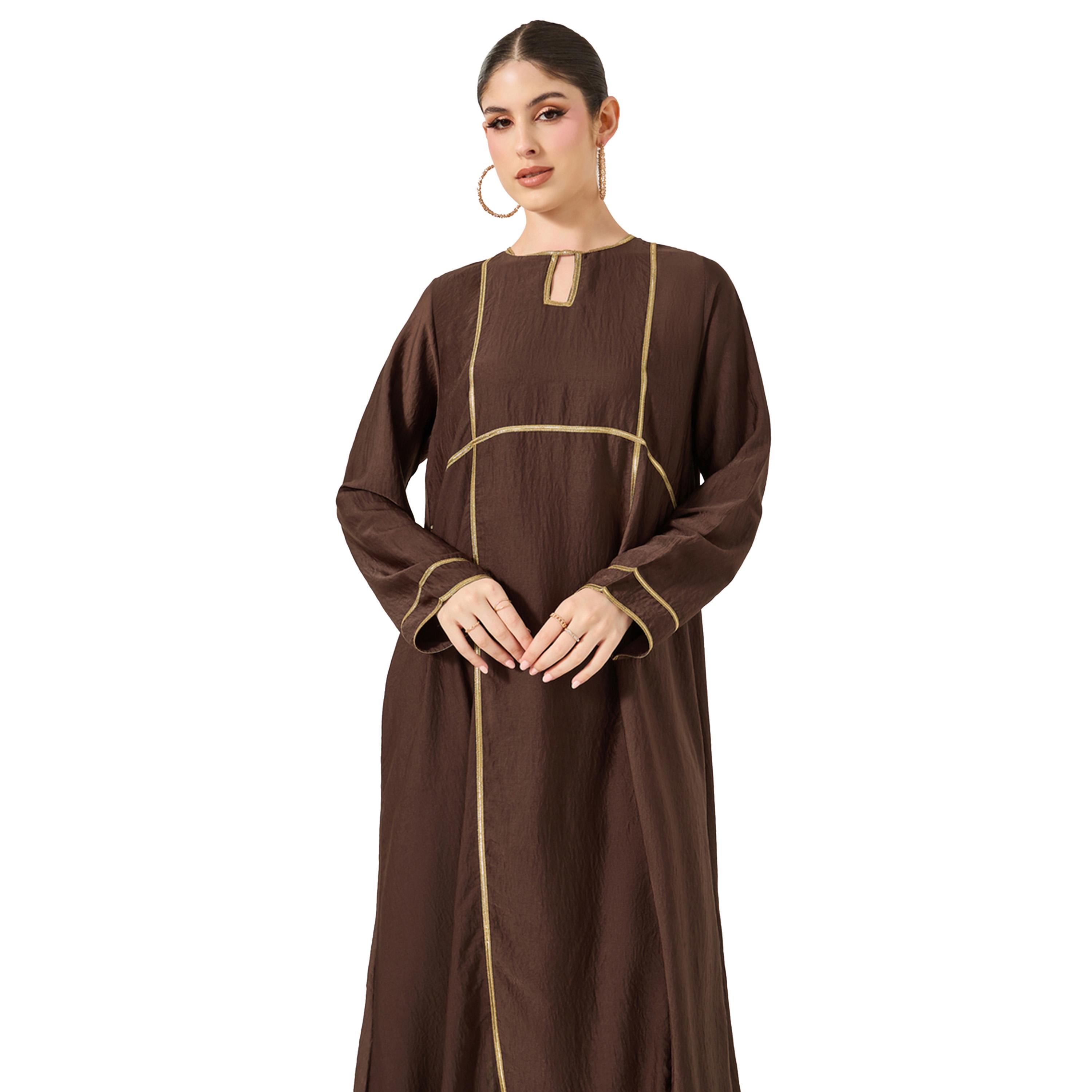 ستايلي - جلابية بقصّة A مع تفاصيل دانتيل وفتحة رقبة-women-arabicclothing-jalabiyas-image-3