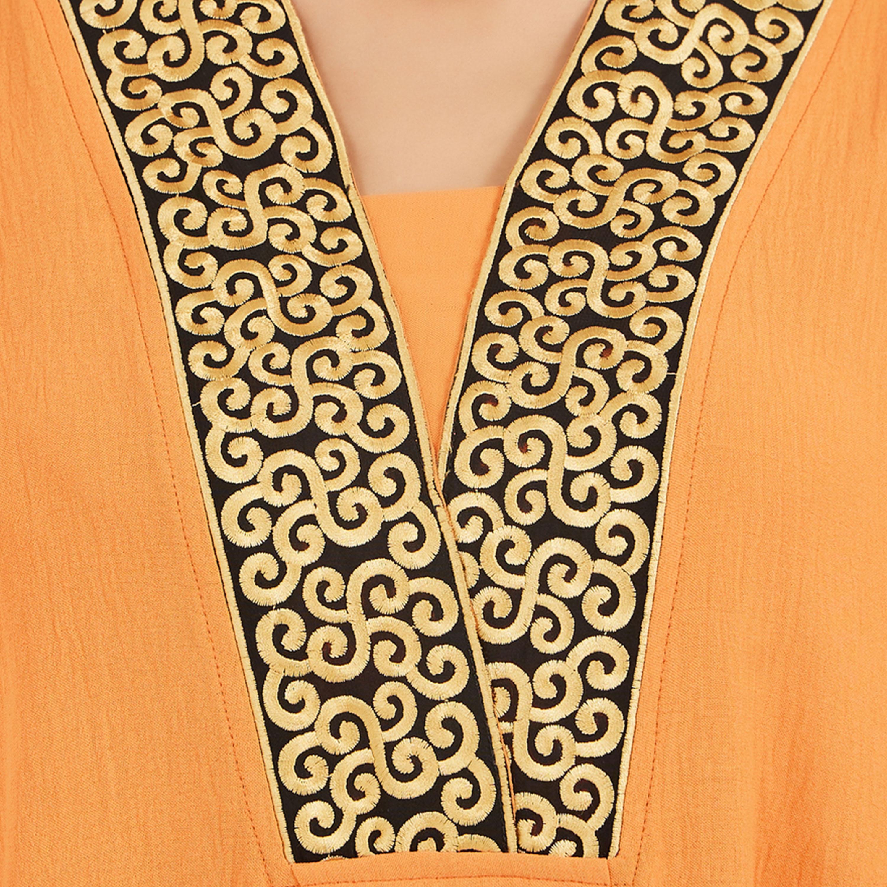 Styli Embroidered V Neck A-Line Jalabyia-women-arabicclothing-jalabiyas-image-4