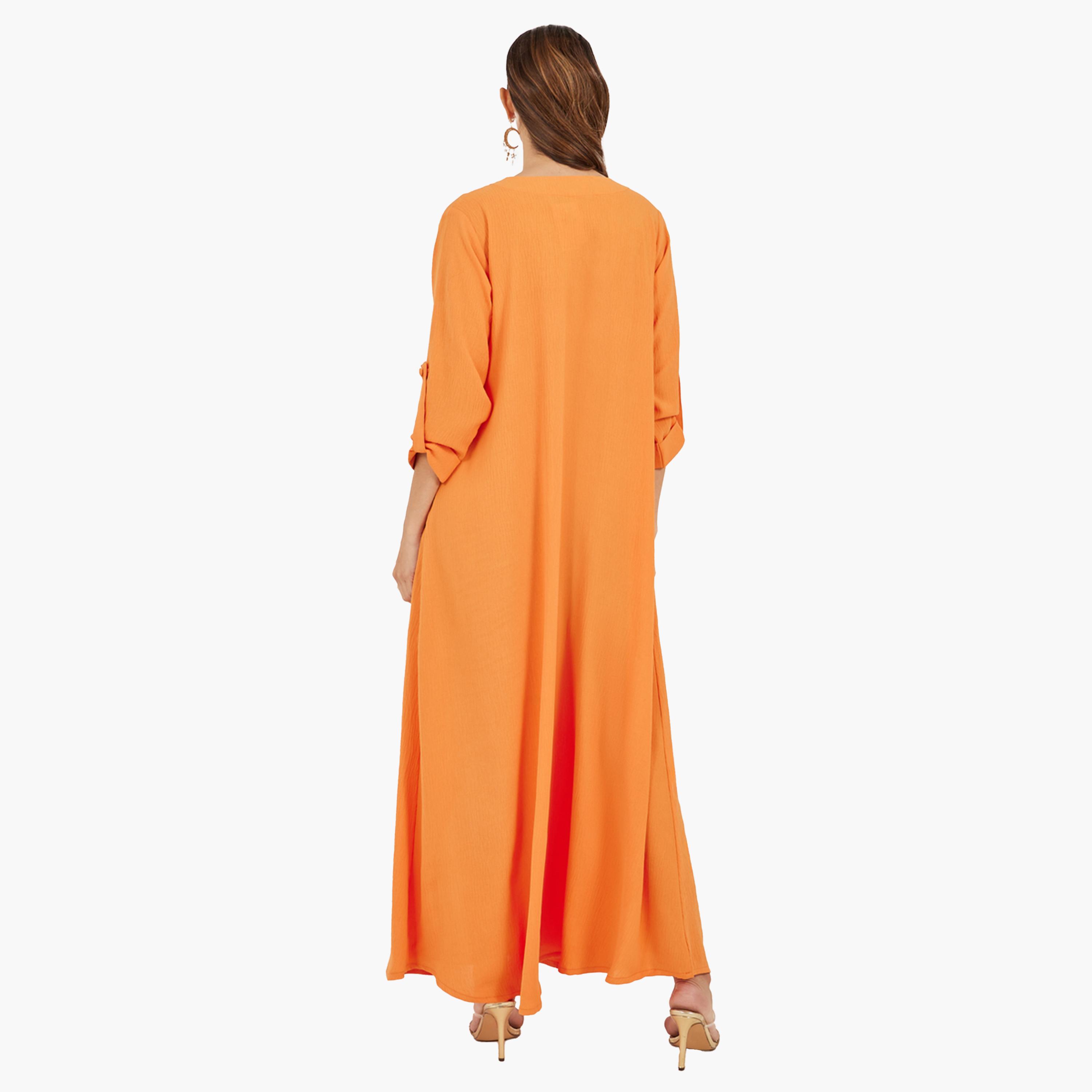 Styli Embroidered V Neck A-Line Jalabyia-women-arabicclothing-jalabiyas-image-5