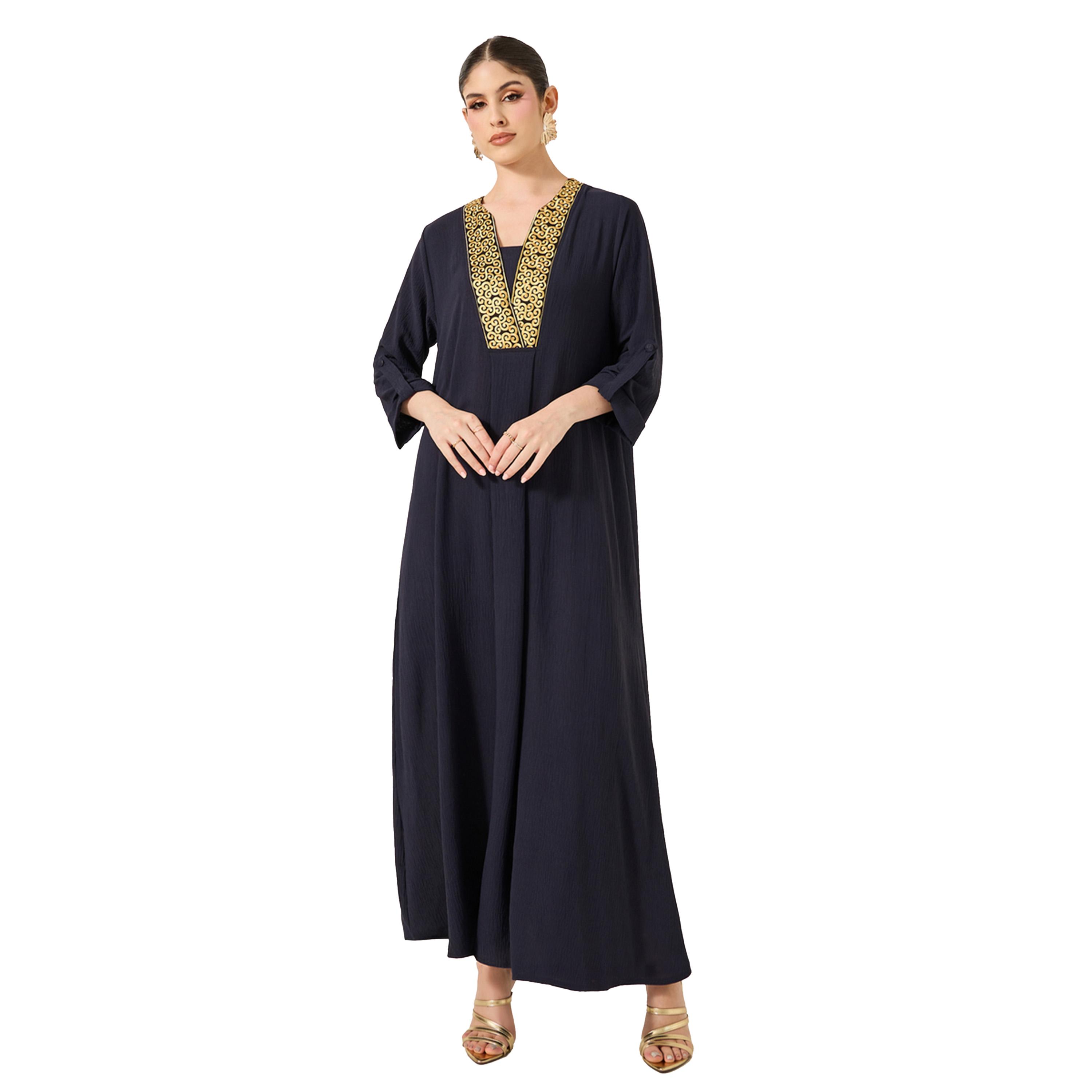 ستايلي - جلابية مطرزة بياقة V وقصة A-women-arabicclothing-jalabiyas-image-2
