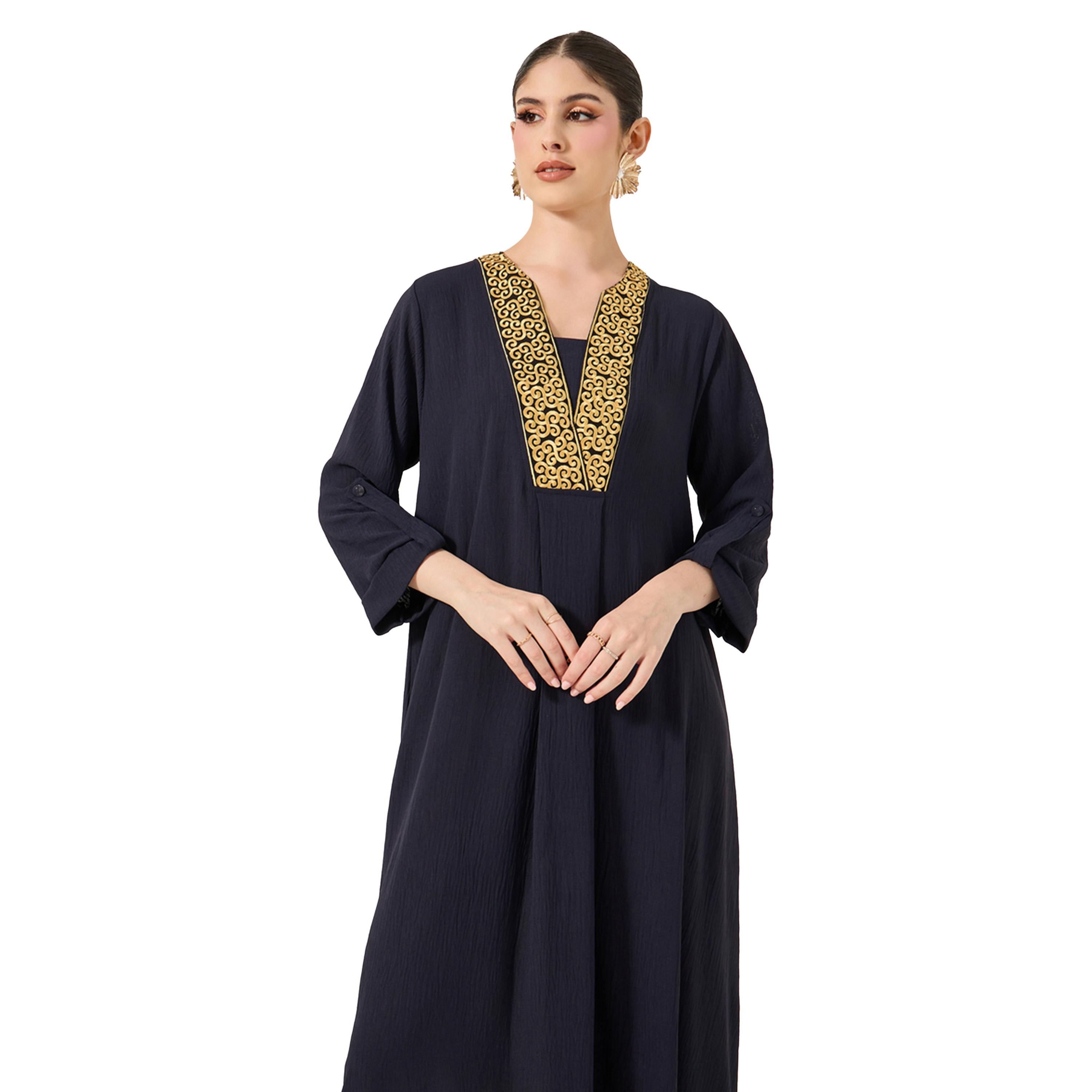 ستايلي - جلابية مطرزة بياقة V وقصة A-women-arabicclothing-jalabiyas-image-3