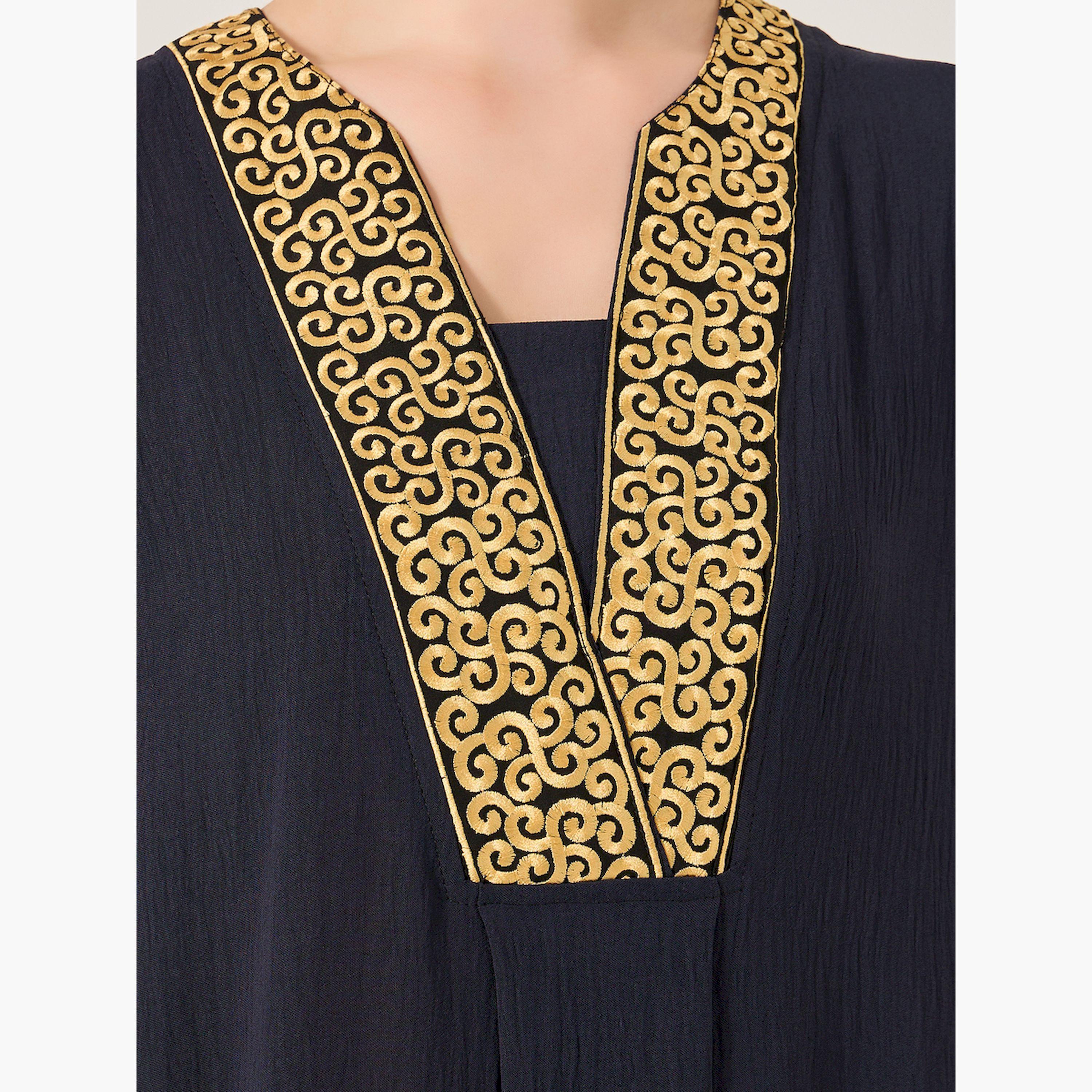 Styli Embroidered V-Neck A-Line Jalabyia-women-arabicclothing-jalabiyas-image-4