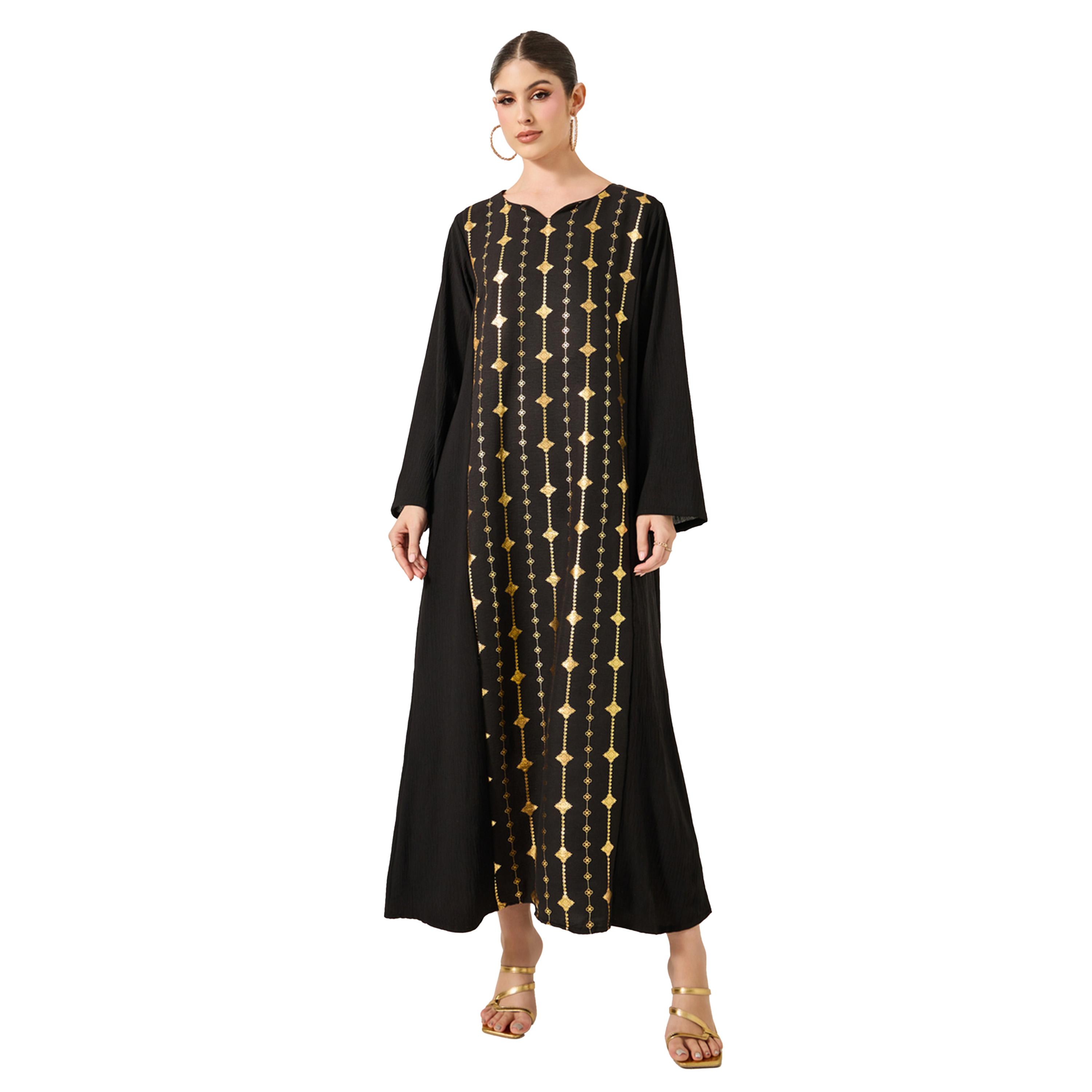 أميرة x ستايلي جلابية بطبعة فويل وحافة واسعة-women-arabicclothing-jalabiyas-image-2
