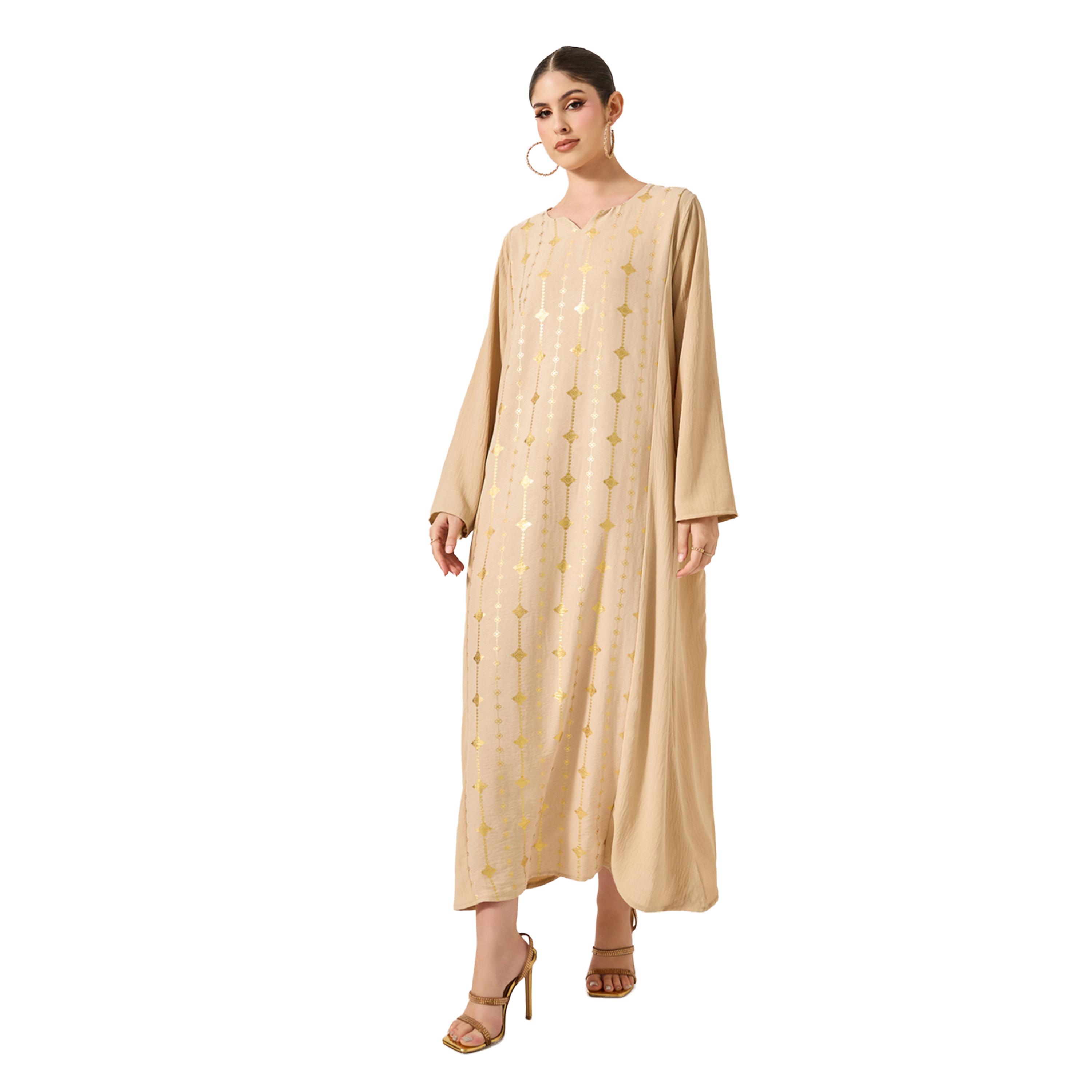 أميرة x ستايلي جلابية بطبعة فويل وحافة واسعة-women-arabicclothing-jalabiyas-image-1