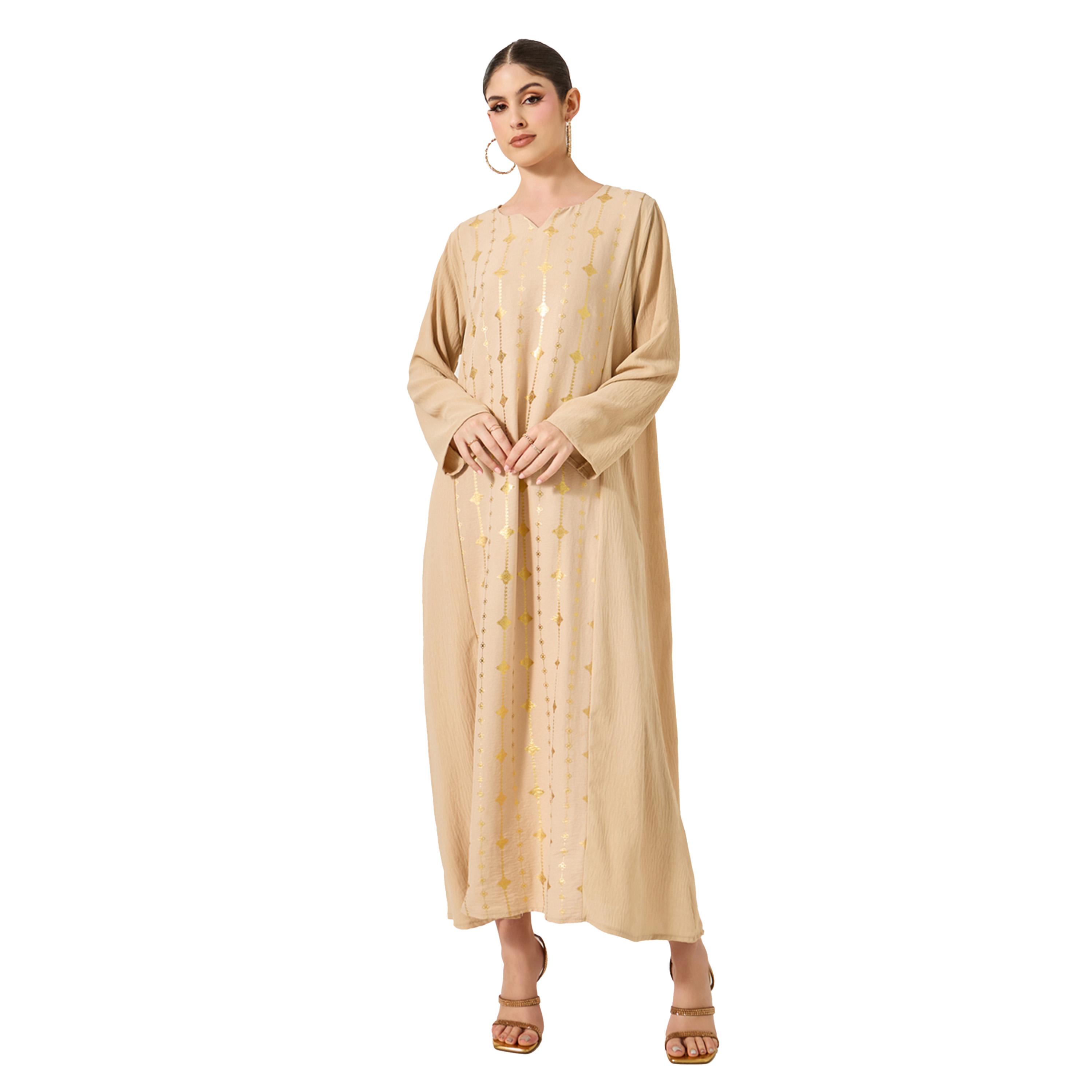 أميرة x ستايلي جلابية بطبعة فويل وحافة واسعة-women-arabicclothing-jalabiyas-image-2