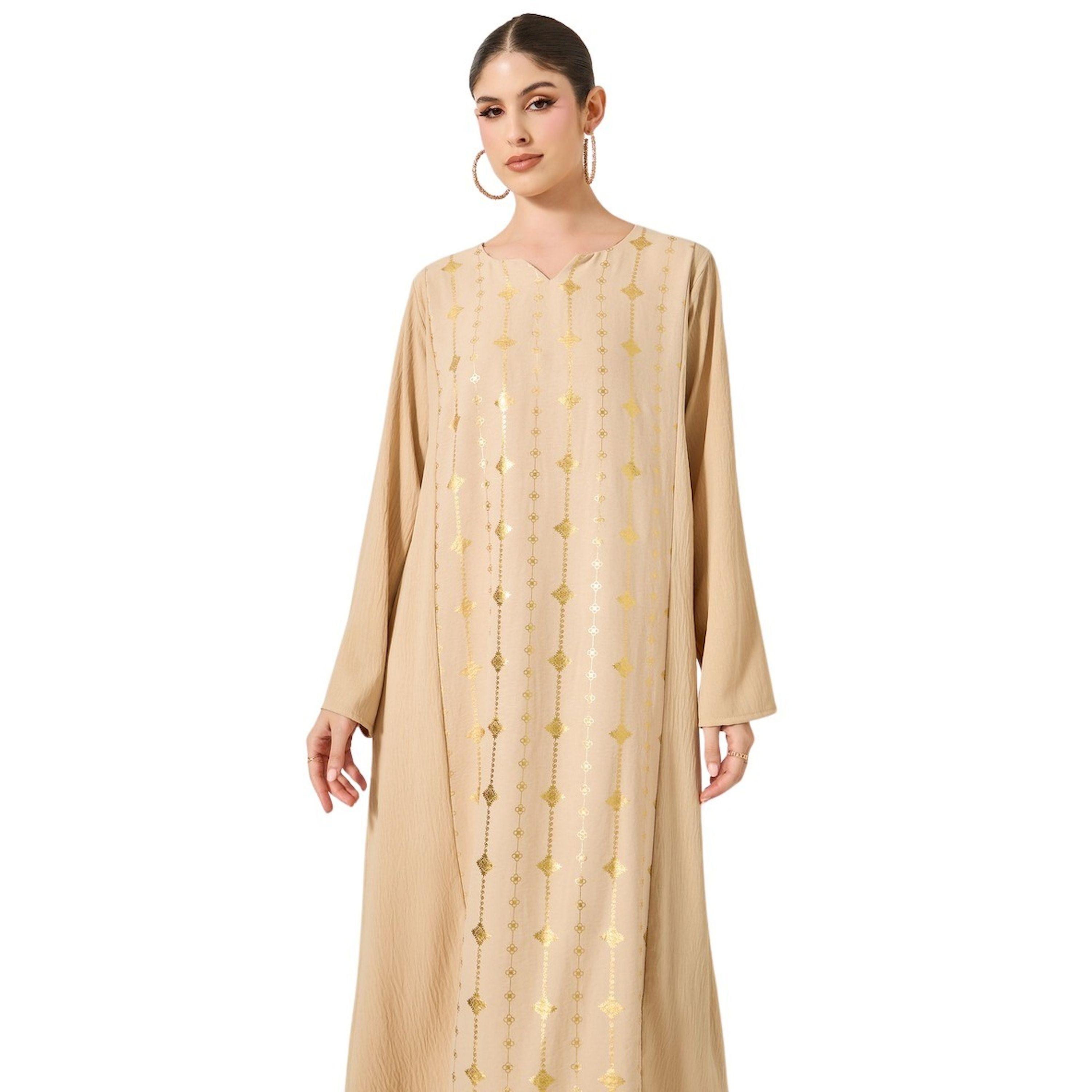 أميرة x ستايلي جلابية بطبعة فويل وحافة واسعة-women-arabicclothing-jalabiyas-image-3