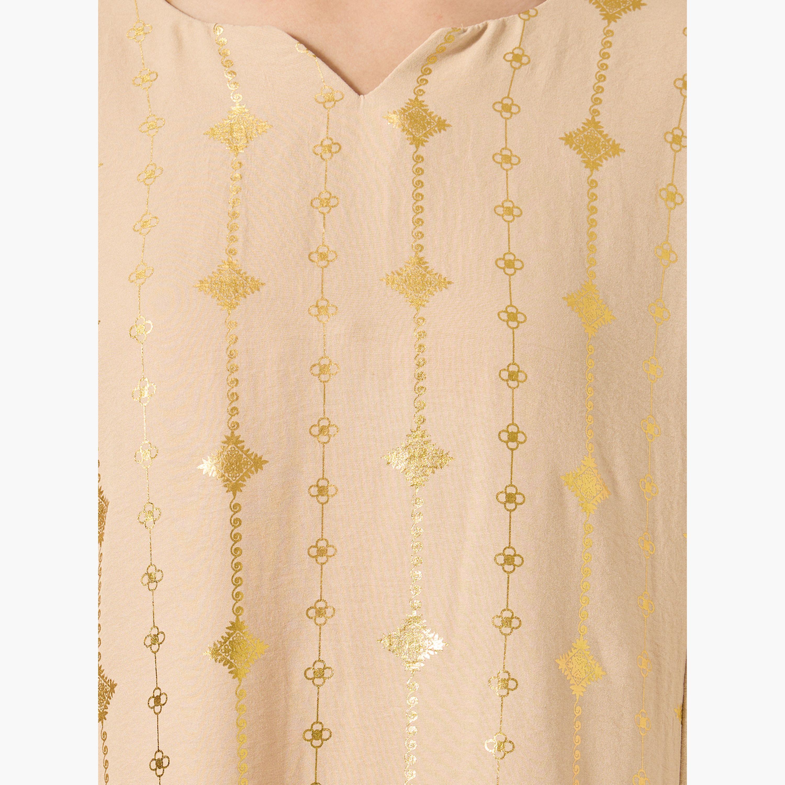 أميرة x ستايلي جلابية بطبعة فويل وحافة واسعة-women-arabicclothing-jalabiyas-image-4