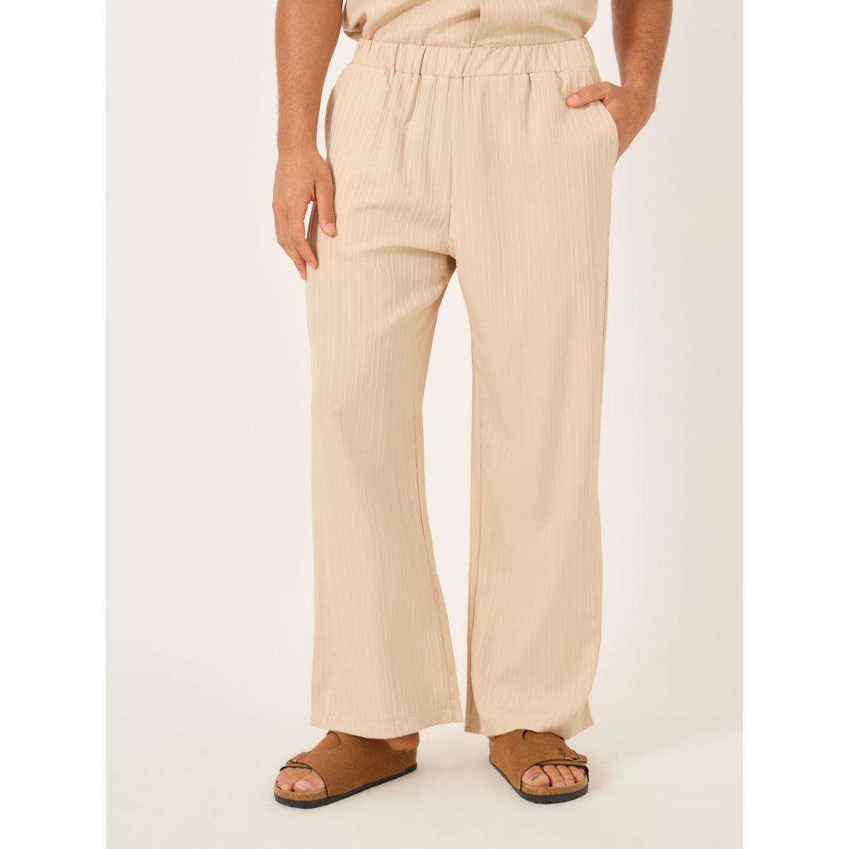 Styli Solid Elastic Waistband Wide Leg Trousers-men-clothing-bottoms-trousersandchinos-trousers-image-3