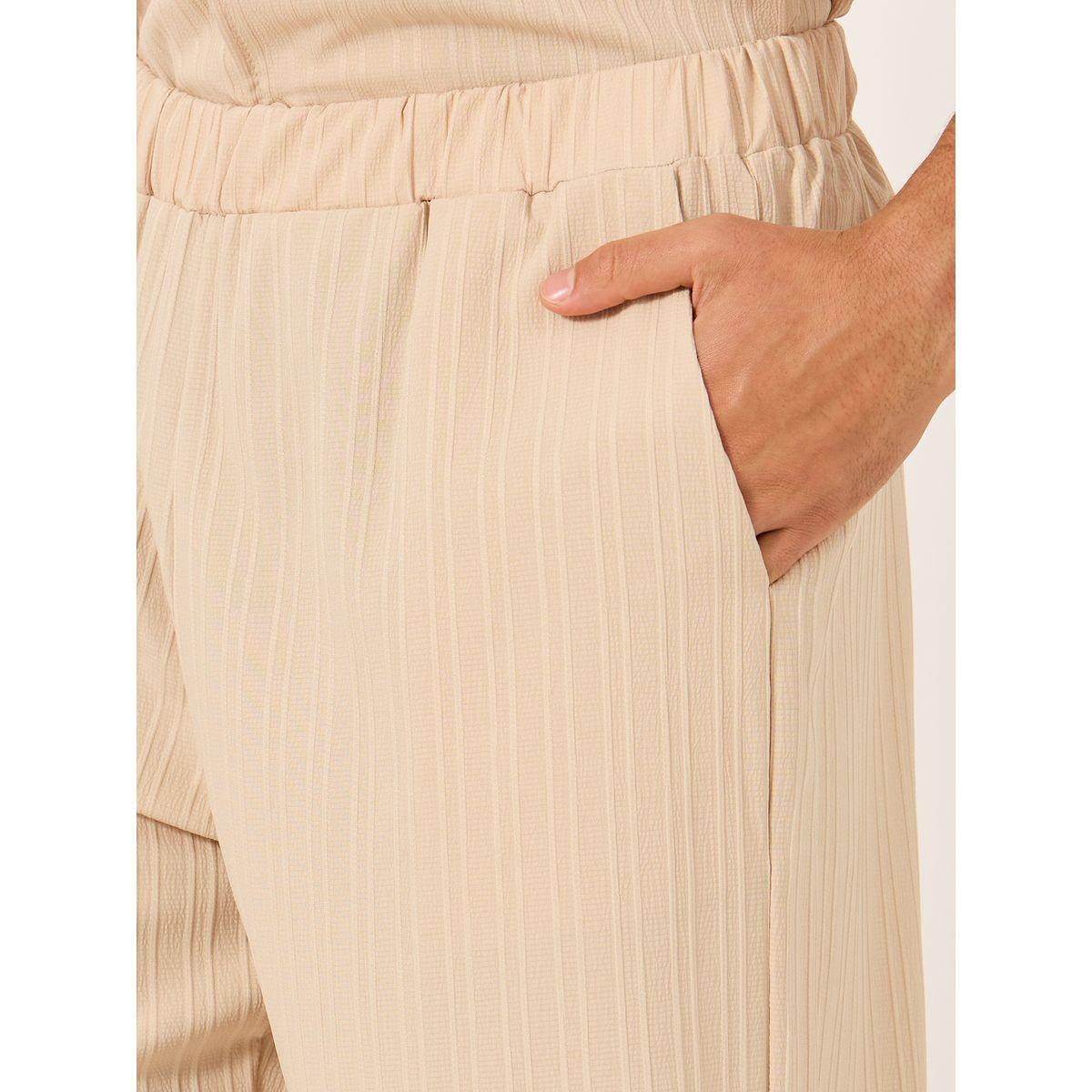 Styli Solid Elastic Waistband Wide Leg Trousers-men-clothing-bottoms-trousersandchinos-trousers-image-4