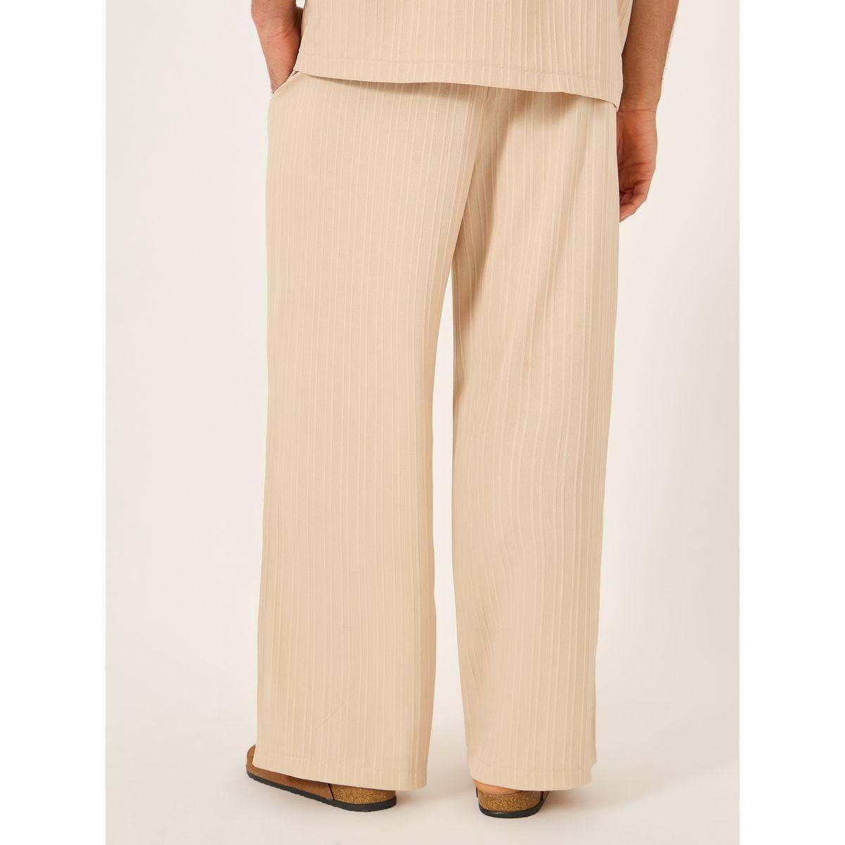 Styli Solid Elastic Waistband Wide Leg Trousers-men-clothing-bottoms-trousersandchinos-trousers-image-5