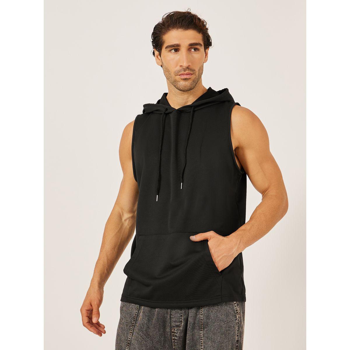 Styli Black Sleeveless Hooded Tank Top for Men-men-clothing-tshirtsandpolos-tshirts-image-1