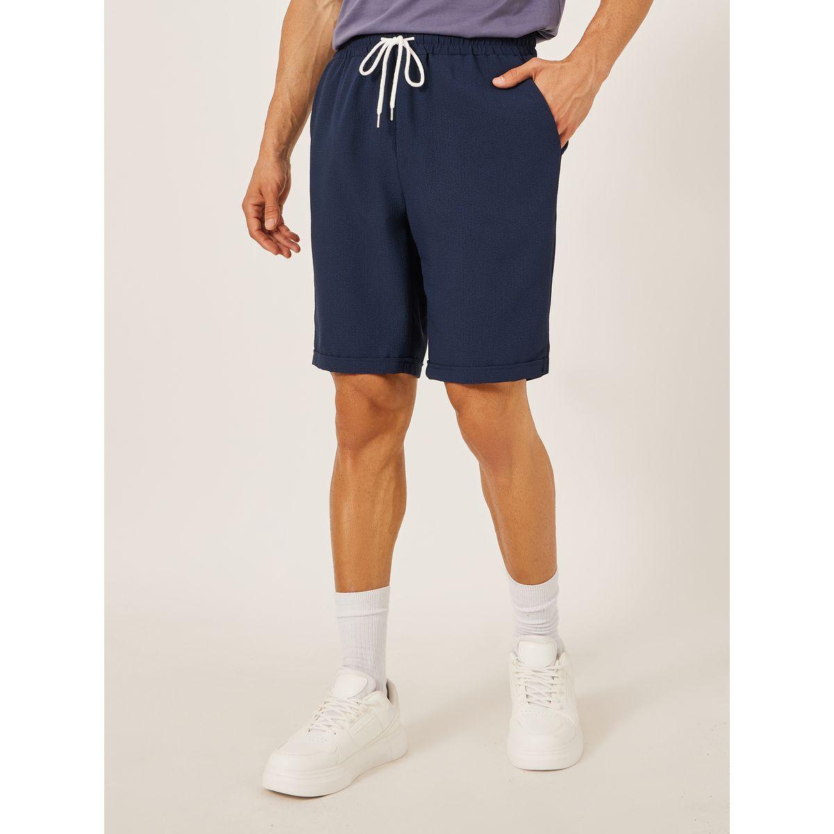 Styli Men Solid Drawstring Waist Shorts-men-clothing-bottoms-shorts-image-1