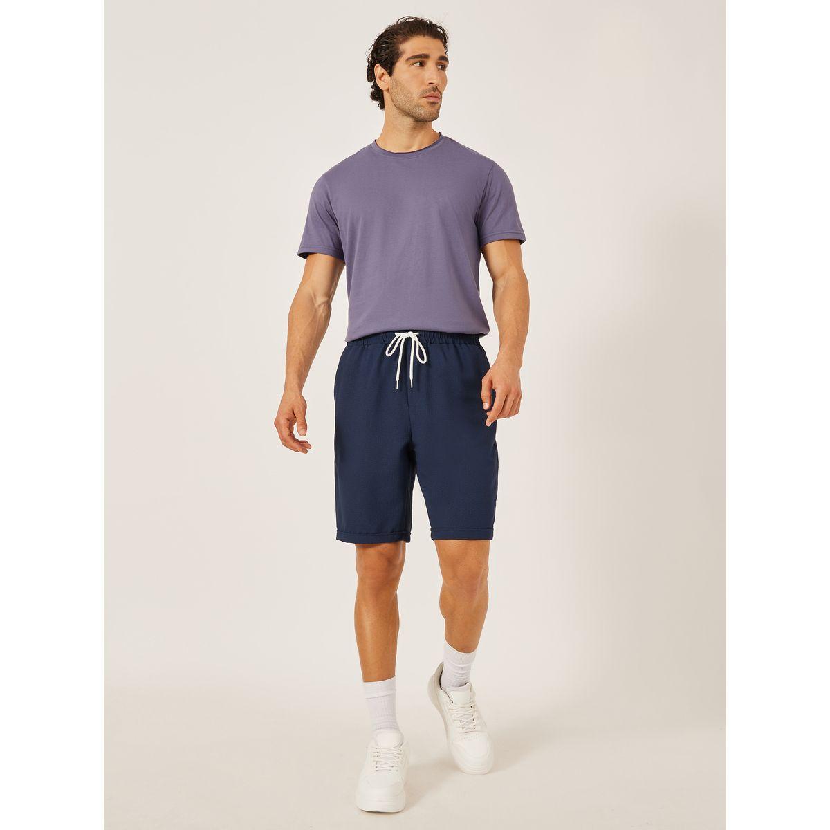 Styli Men Solid Drawstring Waist Shorts-men-clothing-bottoms-shorts-image-2