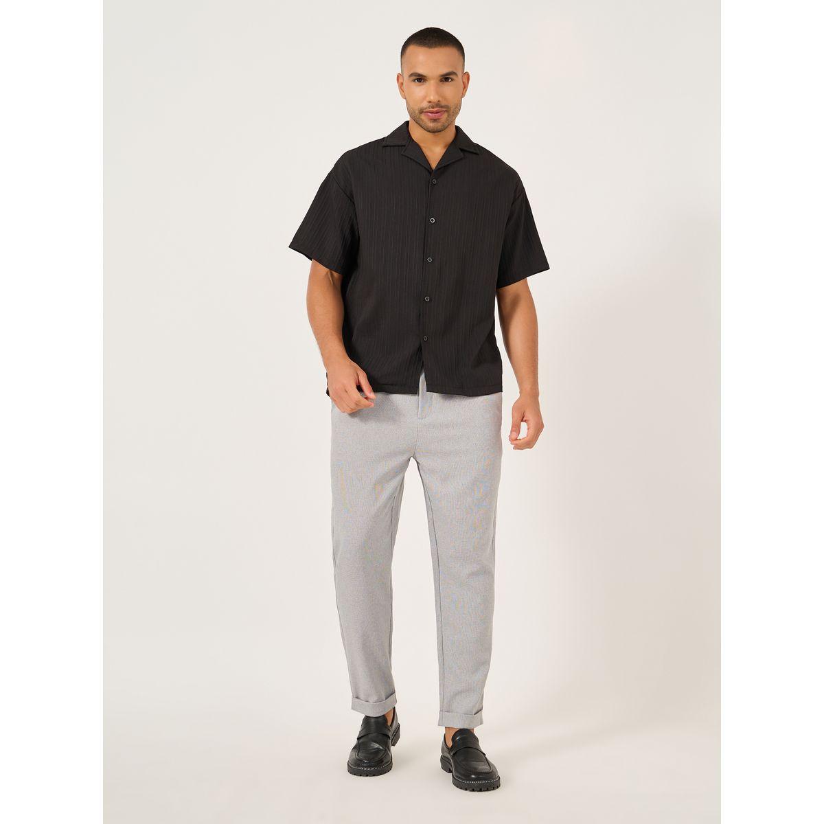 Styli Solid Short Sleeve Camp Collar Regular Fit Shirt-men-clothing-shirts-image-2