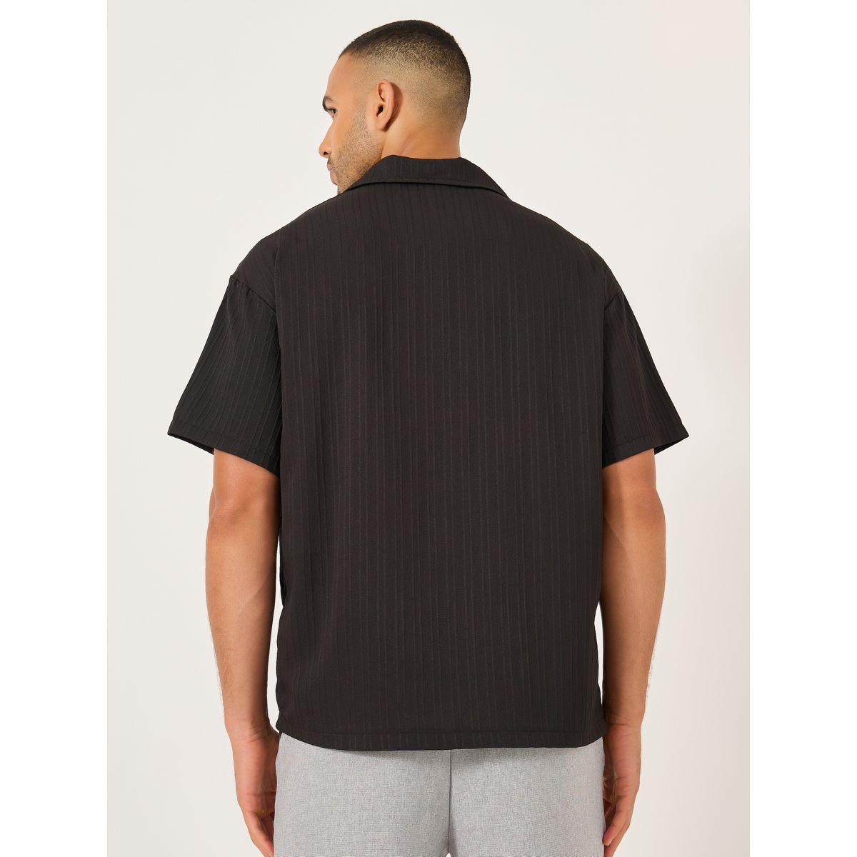 Styli Solid Short Sleeve Camp Collar Regular Fit Shirt-men-clothing-shirts-image-4