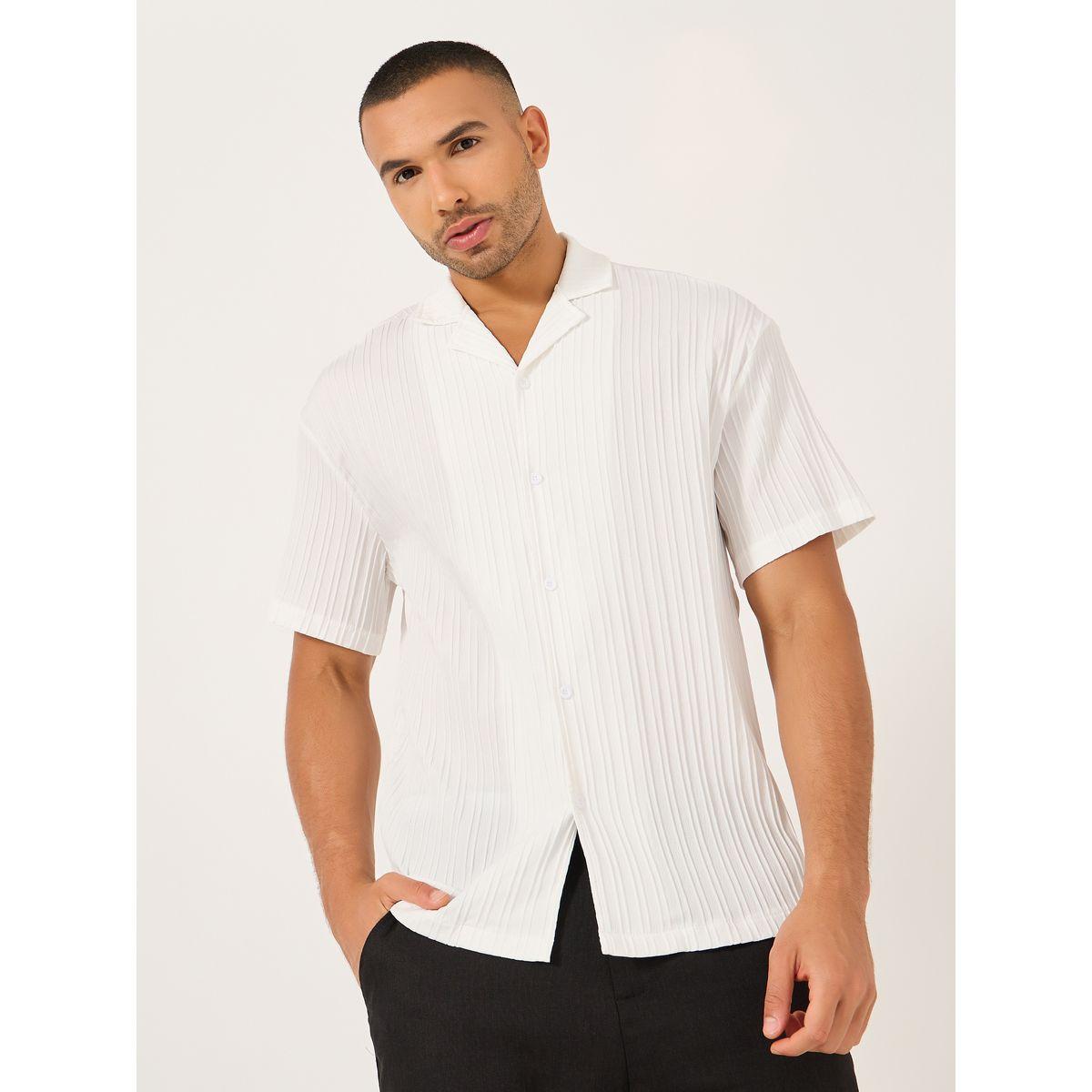 Styli Solid Short Sleeve Camp Collar Regular Fit Shirt-men-clothing-shirts-image-1
