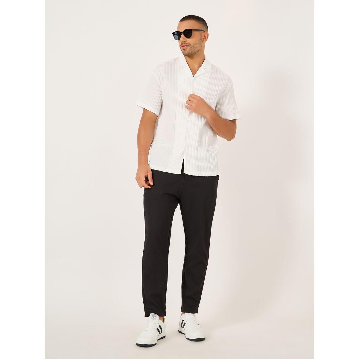 قميص سادة بقصة عادية وياقة كامب-men-clothing-shirts-image-2