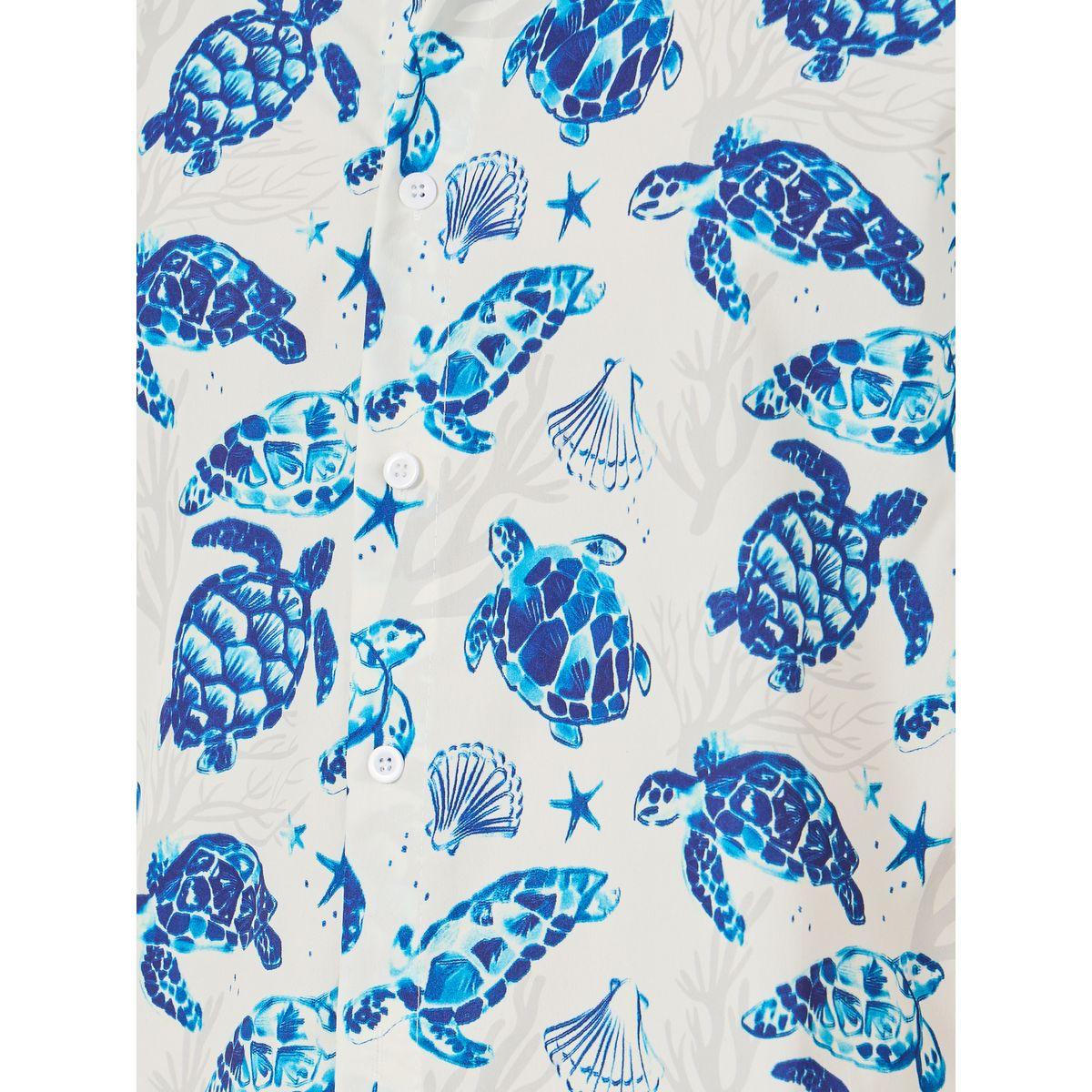 Styli Men Sea Turtle Print Short Sleeve Regular Fit Shirt-men-clothing-shirts-image-3