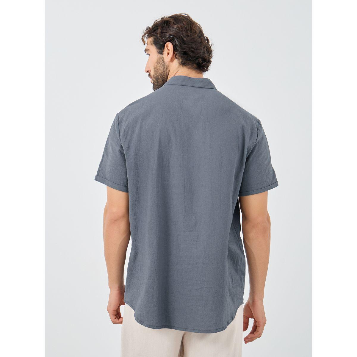 Styli Solid Buttoned Mandarin Collar Shirt-men-clothing-shirts-image-4