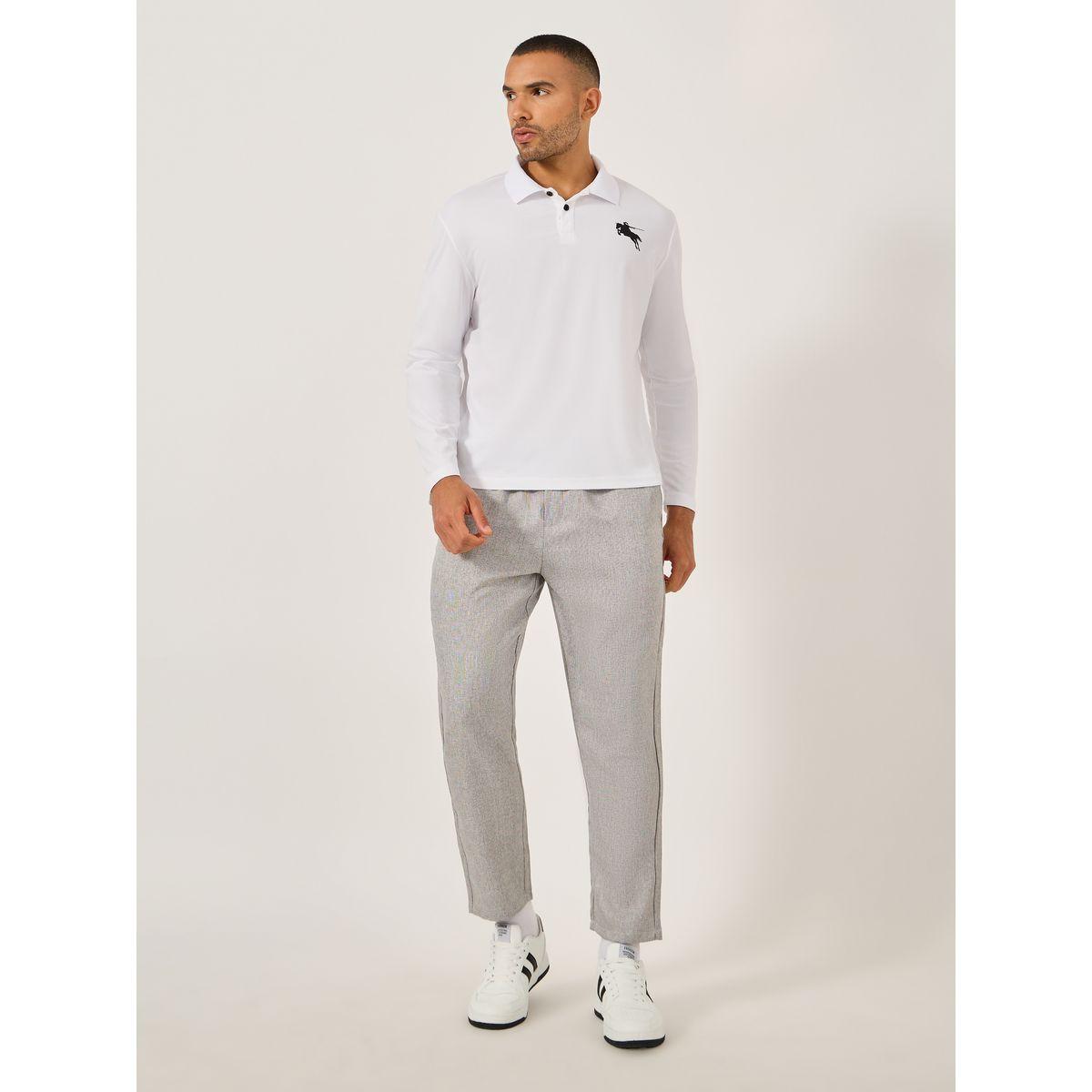 Styli Men White Graphic Print Long Sleeve Polo T-Shirt-men-clothing-shirts-image-2