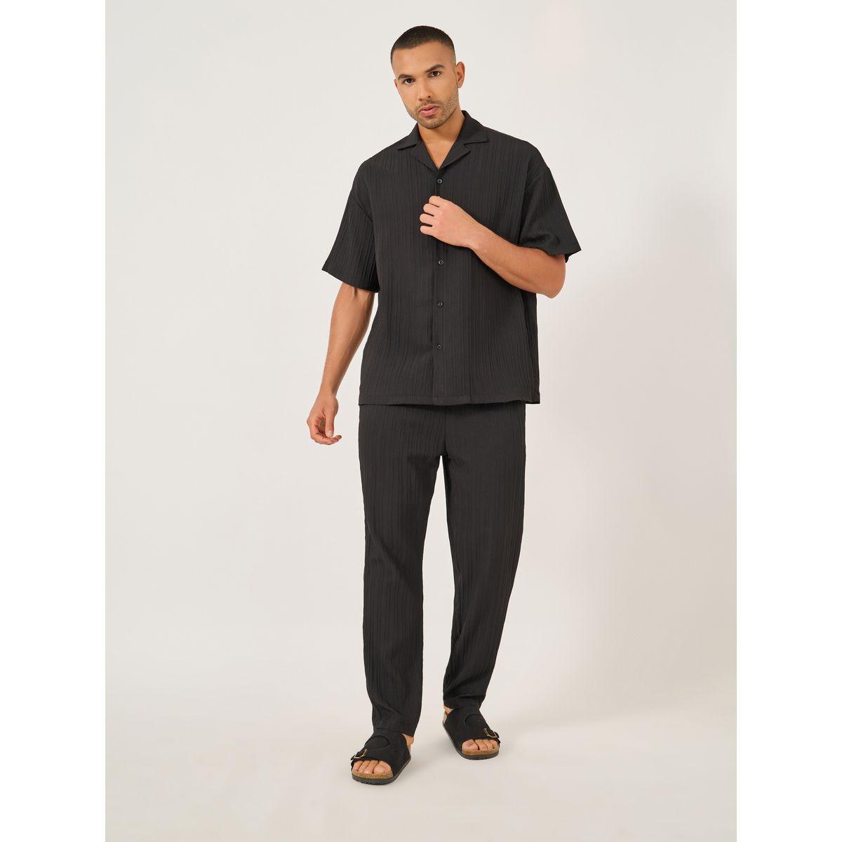 Styli Textured Camp Collar Shirt and Pants Co-Ords-men-clothing-coordsets-image-1