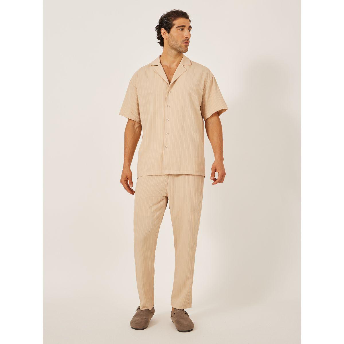 Styli Textured Camp Collar Shirt and Pants Co-Ords-men-clothing-coordsets-image-1