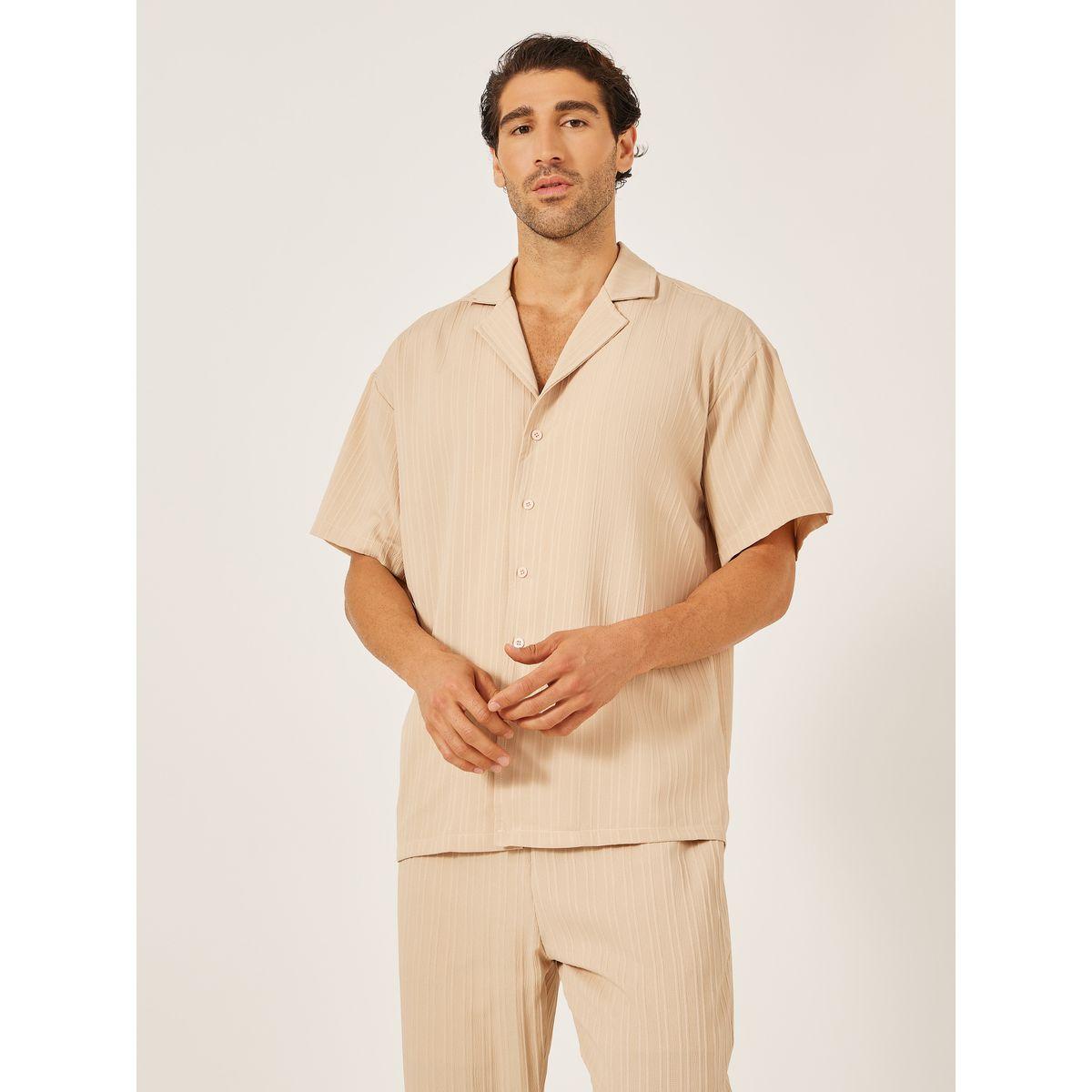 Styli Textured Camp Collar Shirt and Pants Co-Ords-men-clothing-coordsets-image-2
