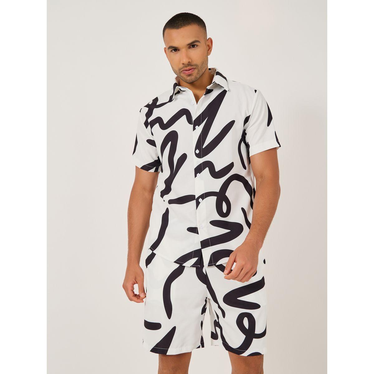 Styli All-Over Print Short Sleeve Shirt and Shorts Co-Ords-men-clothing-coordsets-image-1