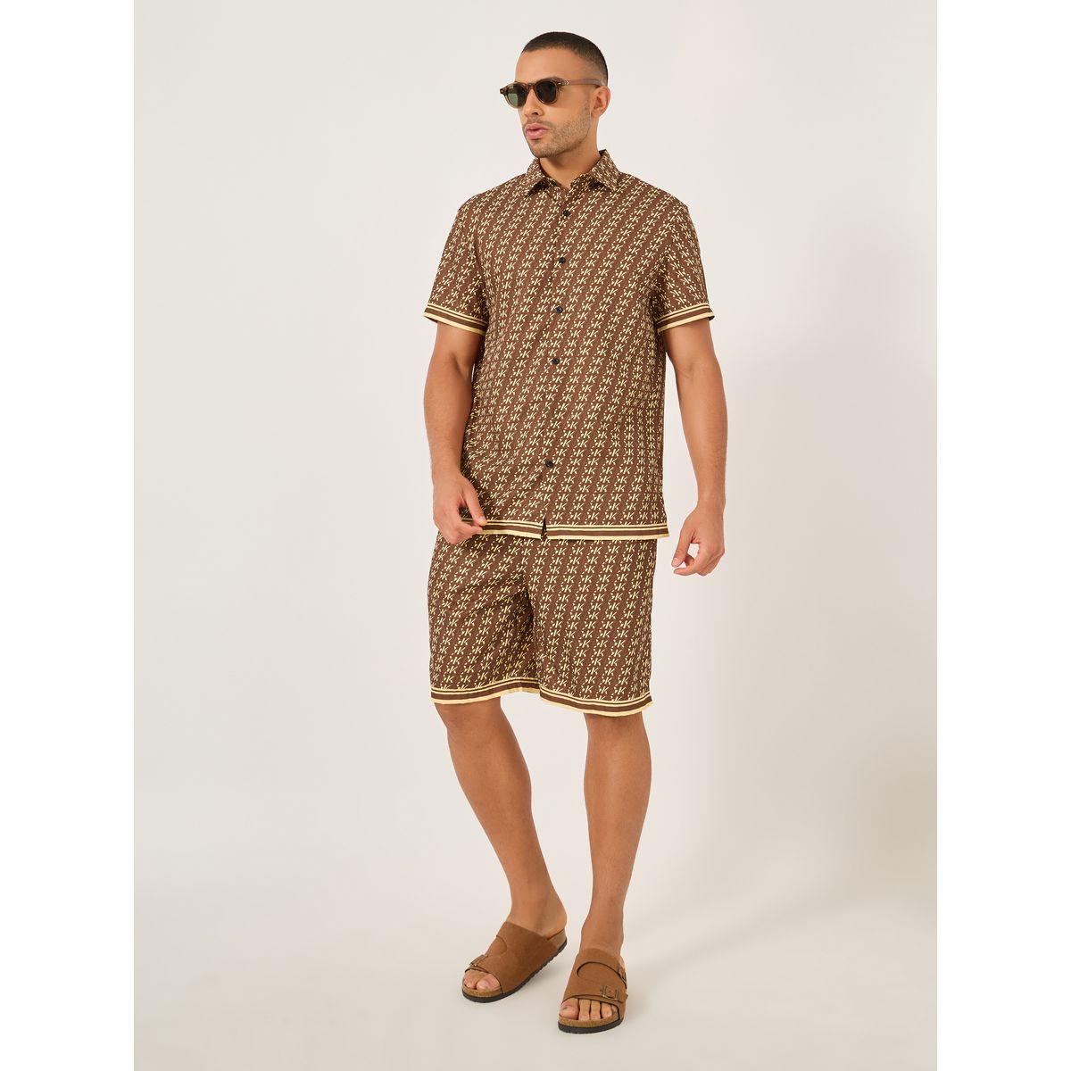 Styli All-Over Print Short Sleeve Shirt and Drawstring Shorts Co-Ords-men-clothing-coordsets-image-1