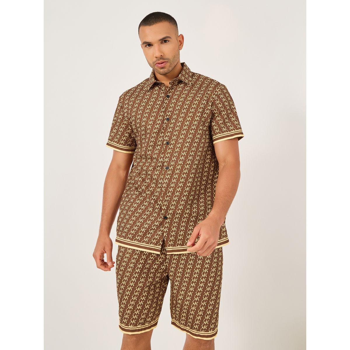 Styli All-Over Print Short Sleeve Shirt and Drawstring Shorts Co-Ords-men-clothing-coordsets-image-2