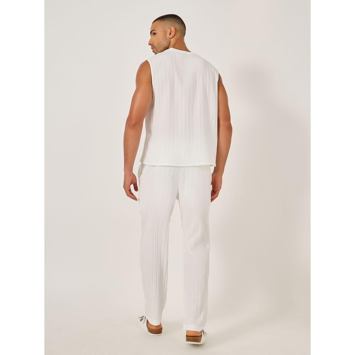 Styli Solid Sleeveless Tank T-Shirt and Pants Co-Ords-men-clothing-coordsets-image-5