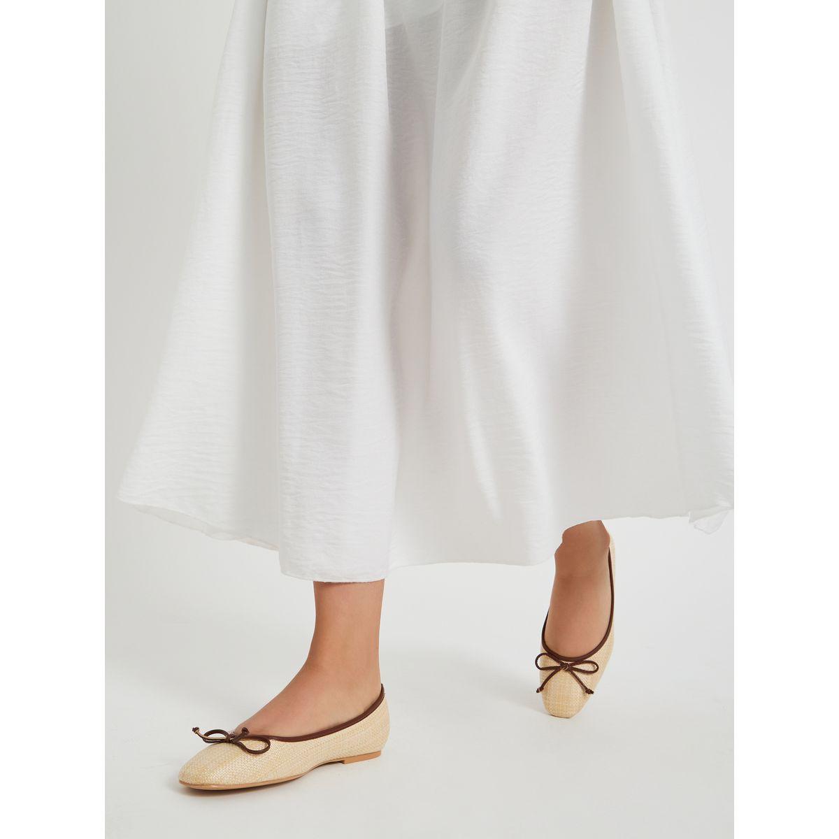 Styli Textured Bow Detail Ballerina Shoes-women-shoes-ballerinas-image-1