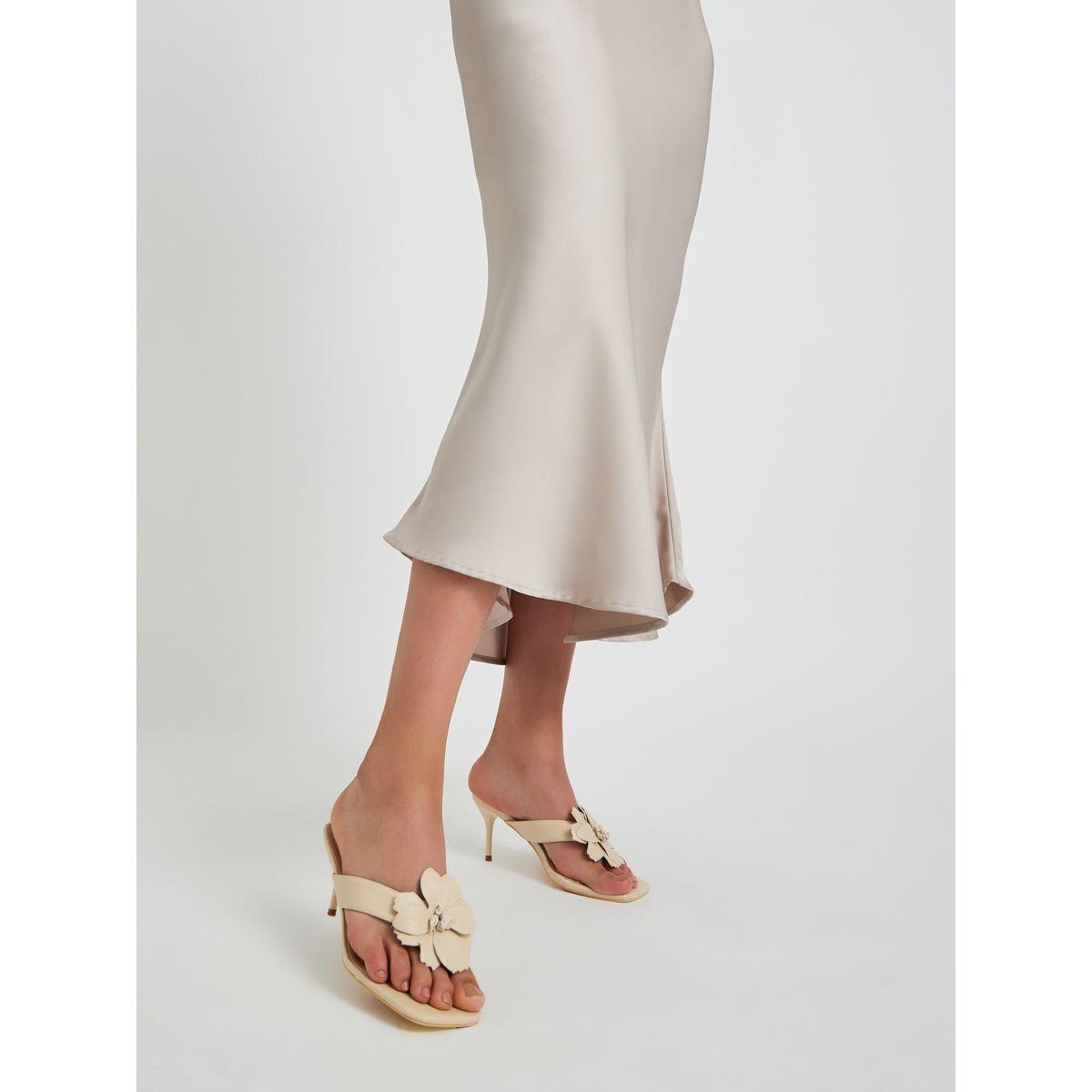 Styli Flower Corsage Slip On Sandals-women-shoes-sandals-heeled-image-1