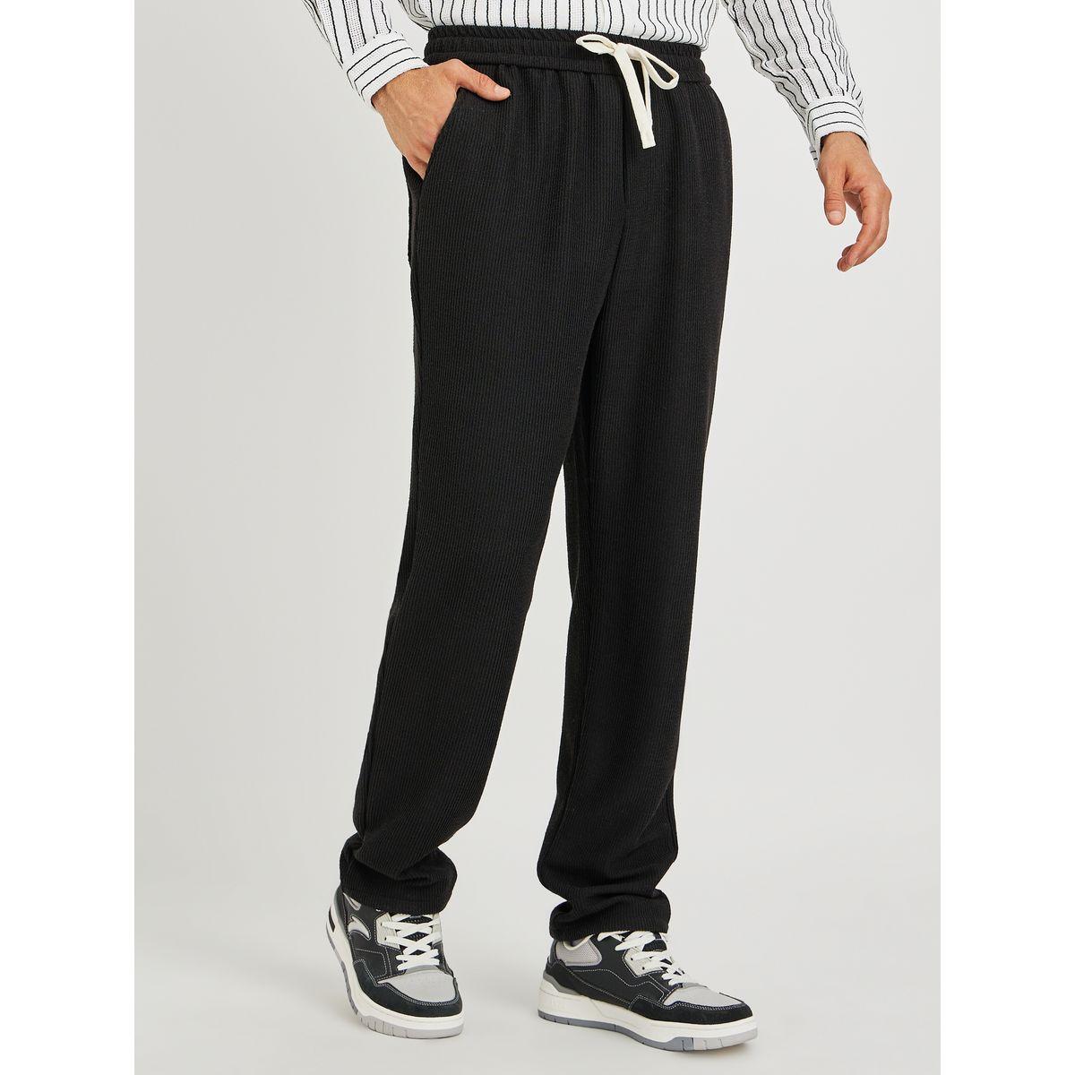 Styli Men Textured Straight Fit Joggers with Drawstring-men-clothing-bottoms-joggers-image-1