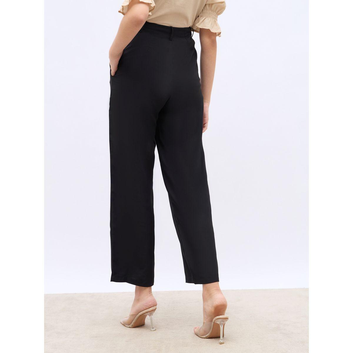 بنطال سادة بقصة مستدقة مع حزوز-women-clothing-bottoms-trousers-image-5