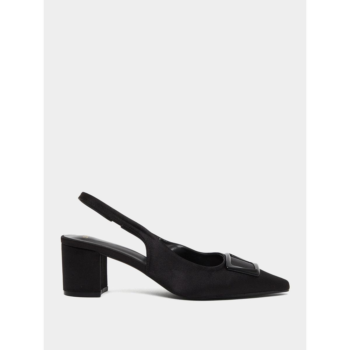 Styli Black Buckle Detail Slingback Pumps-women-shoes-heels-image-1