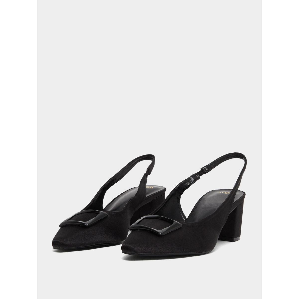 Styli Black Buckle Detail Slingback Pumps-women-shoes-heels-image-2