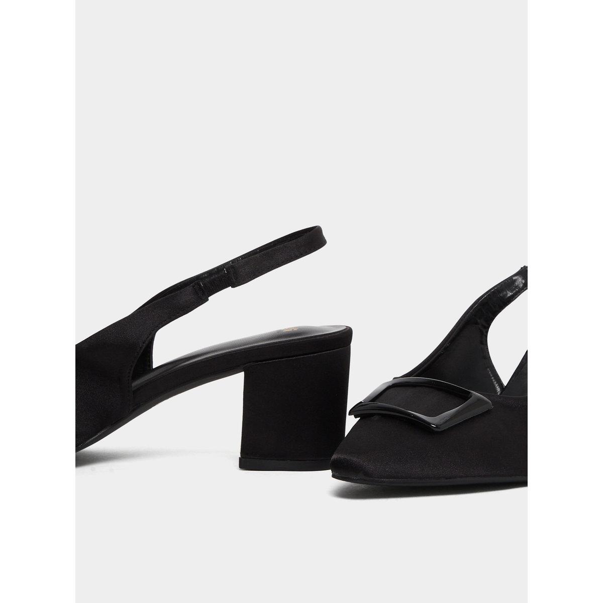 Styli Black Buckle Detail Slingback Pumps-women-shoes-heels-image-3