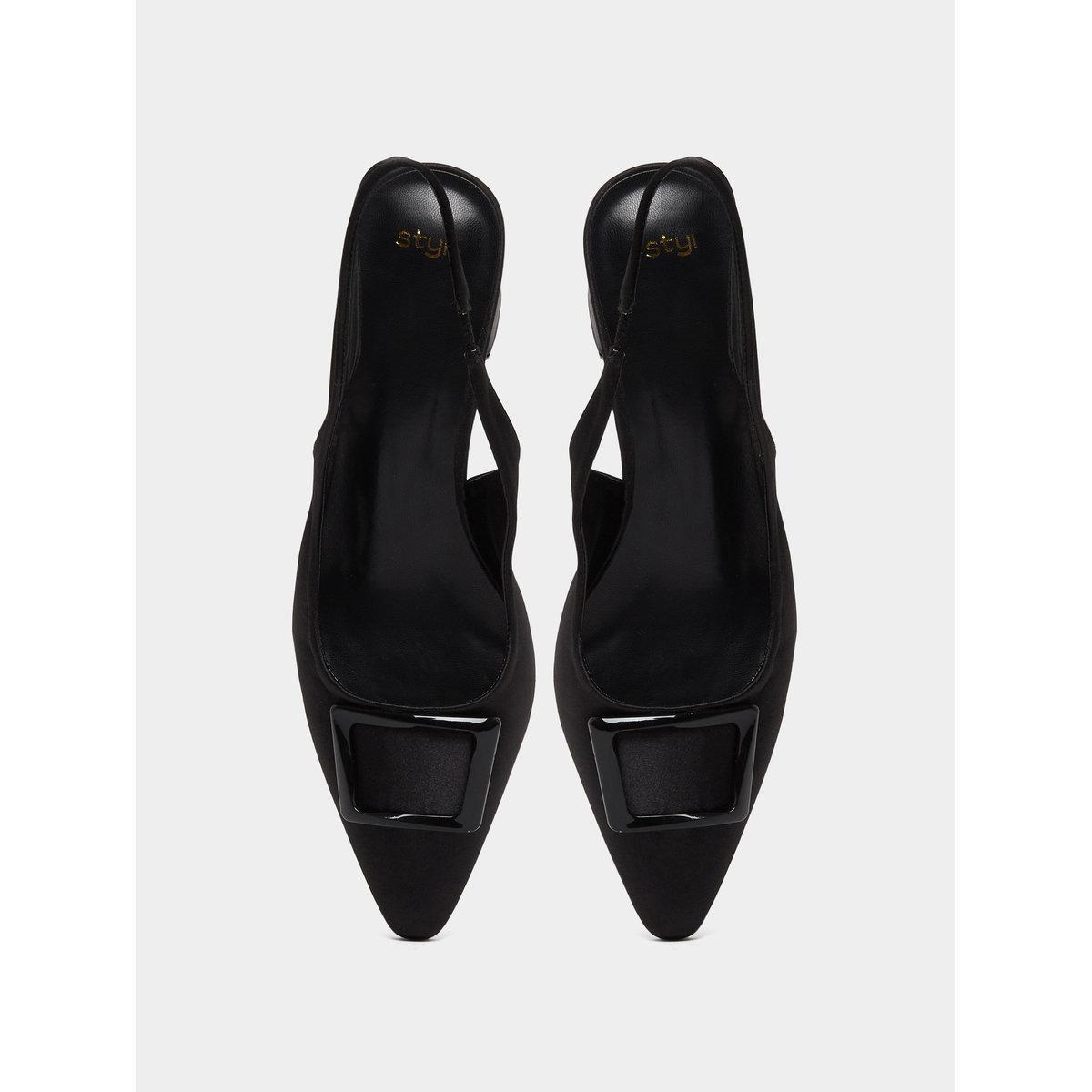 Styli Black Buckle Detail Slingback Pumps-women-shoes-heels-image-5