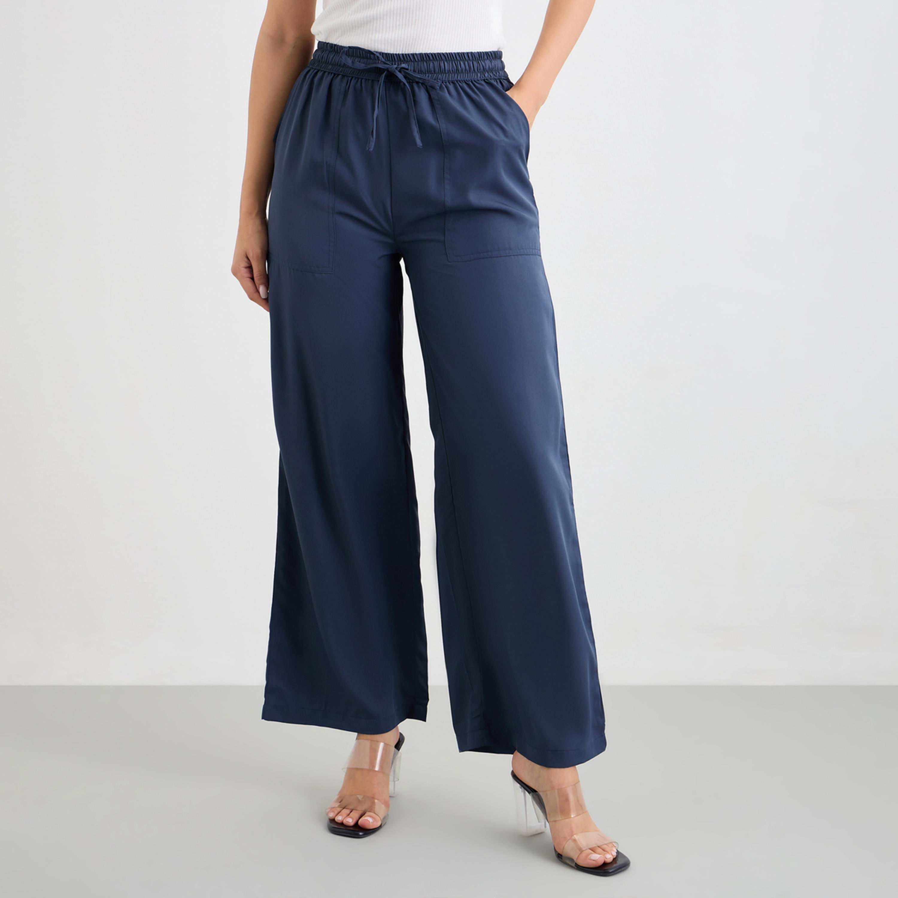 ستايلي - بنطال واسع الساق مع جيوب-women-clothing-bottoms-trousers-image-1