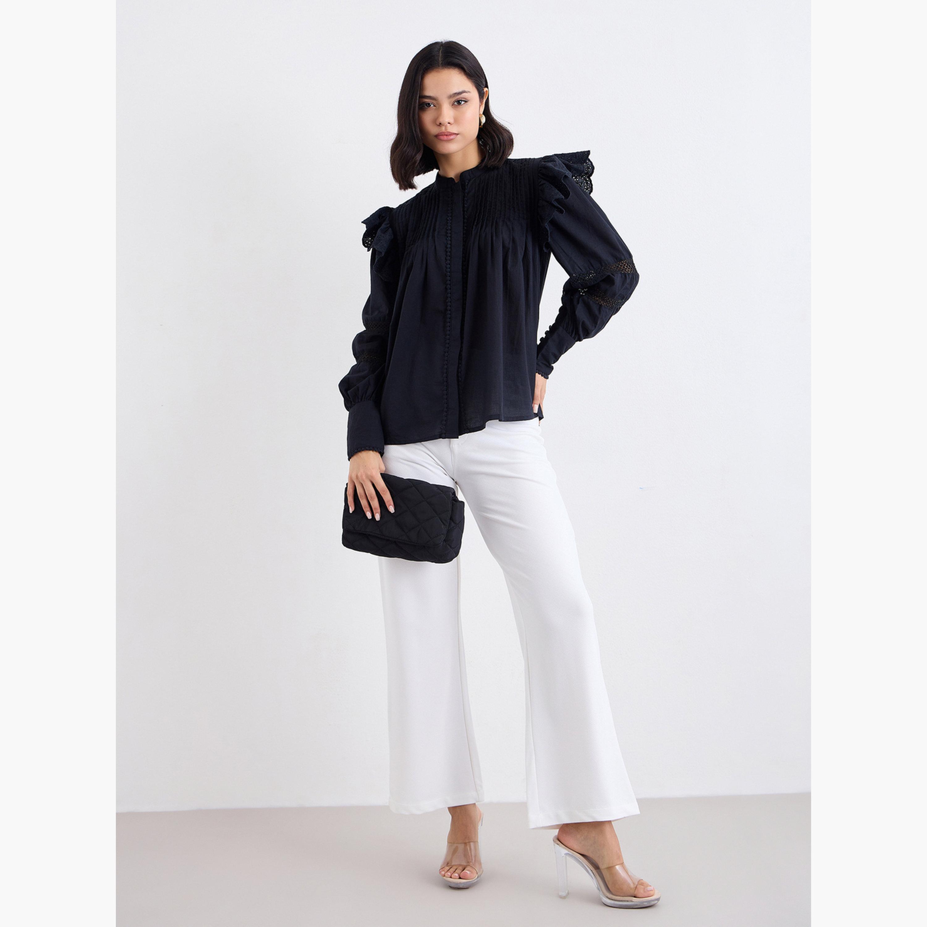 ستايلي - بنطال مطاطي متوسط ​​الارتفاع بقصّة مستقيمة-women-clothing-bottoms-trousers-image-2
