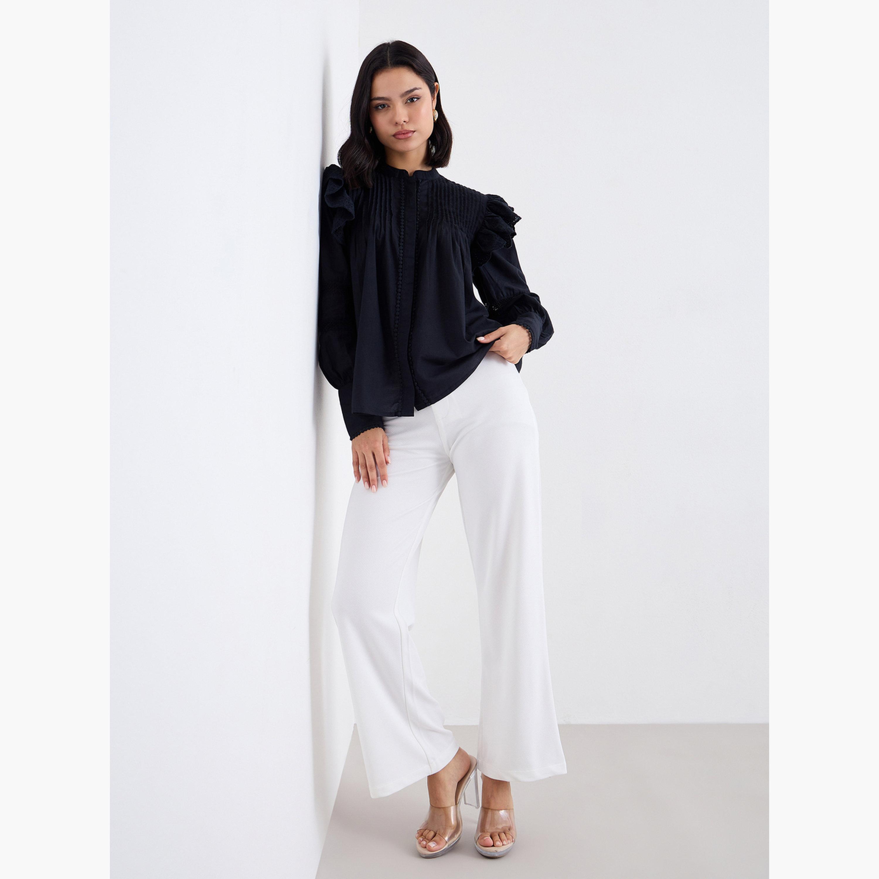 ستايلي - بنطال مطاطي متوسط ​​الارتفاع بقصّة مستقيمة-women-clothing-bottoms-trousers-image-3