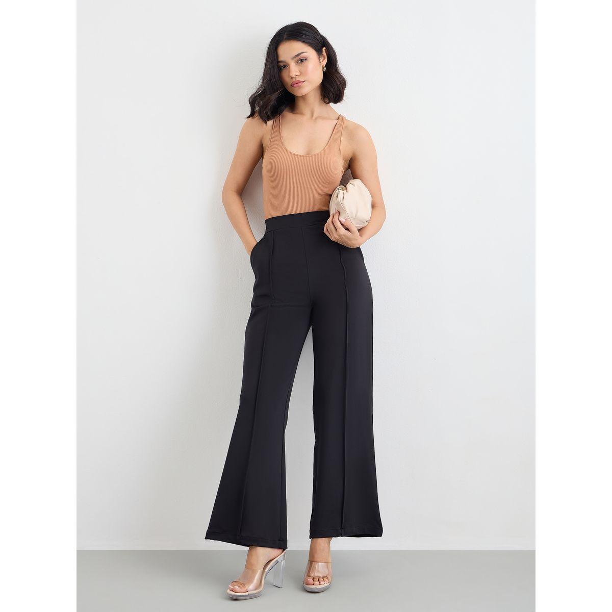 بنطال بطول الكاحل وأرجل واسعة مع حزوز-women-clothing-bottoms-trousers-image-1