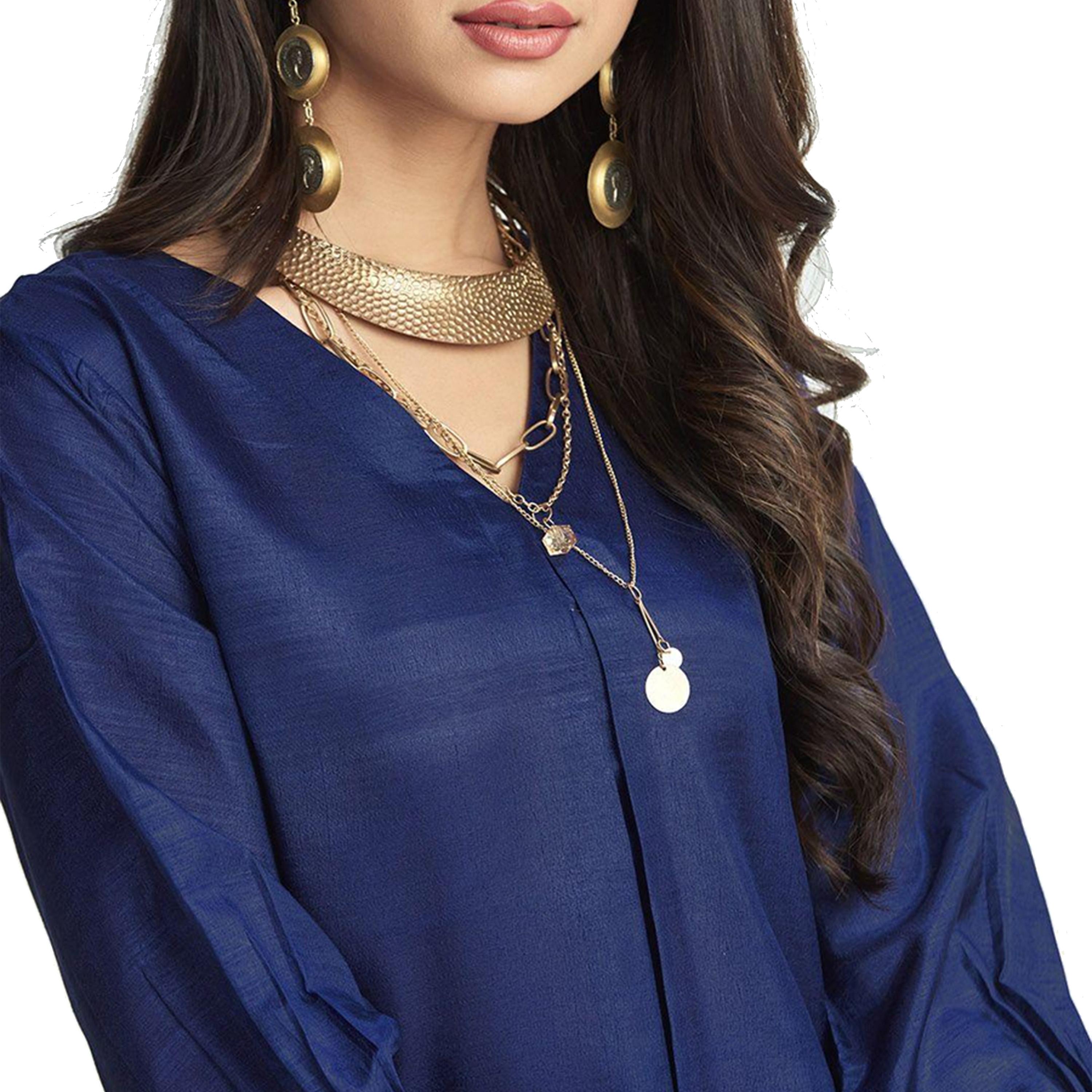 ايشن × ستايلي - طقم بلوزة عرقية بأكمام منفوخة بقصّة A مع بنطال-women-clothing-ethnicwear-salwarsuits-image-2