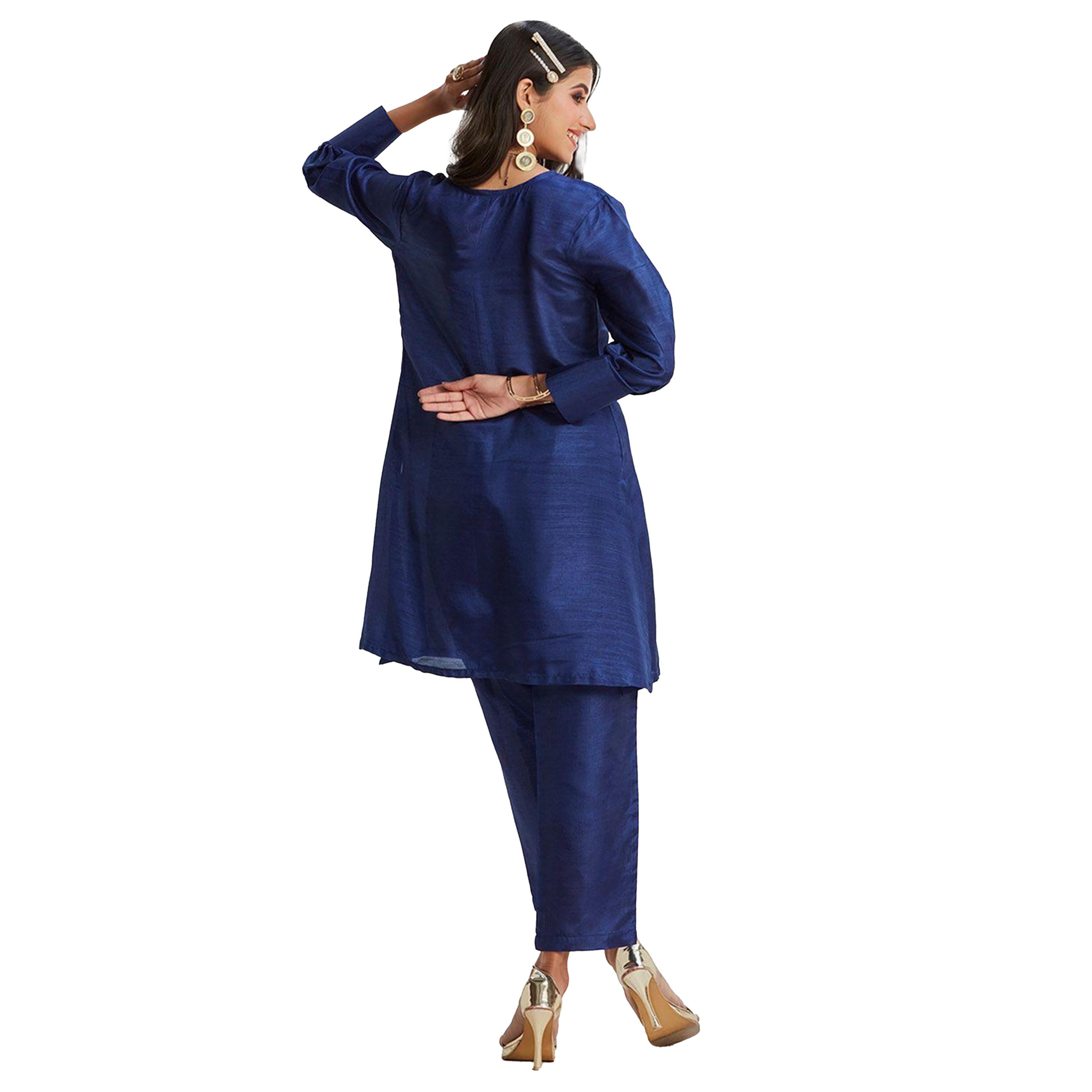 ايشن × ستايلي - طقم بلوزة عرقية بأكمام منفوخة بقصّة A مع بنطال-women-clothing-ethnicwear-salwarsuits-image-6