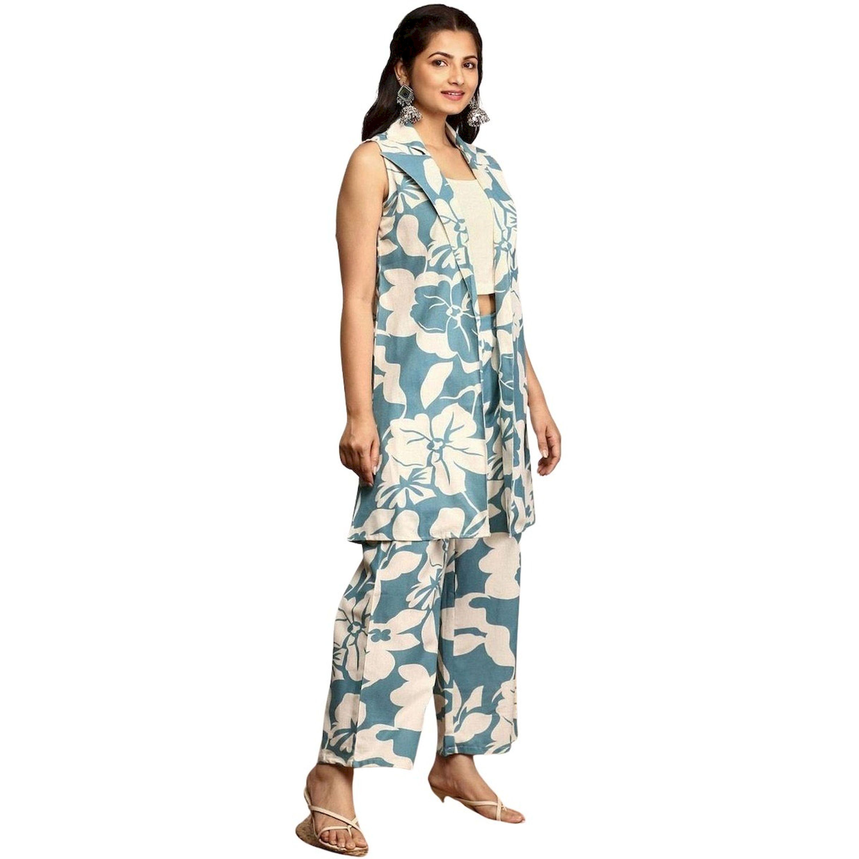 ايشن × ستايلي - طقم بليزر وبنطال قطني بطبعة زهور-women-clothing-ethnicwear-salwarsuits-image-5