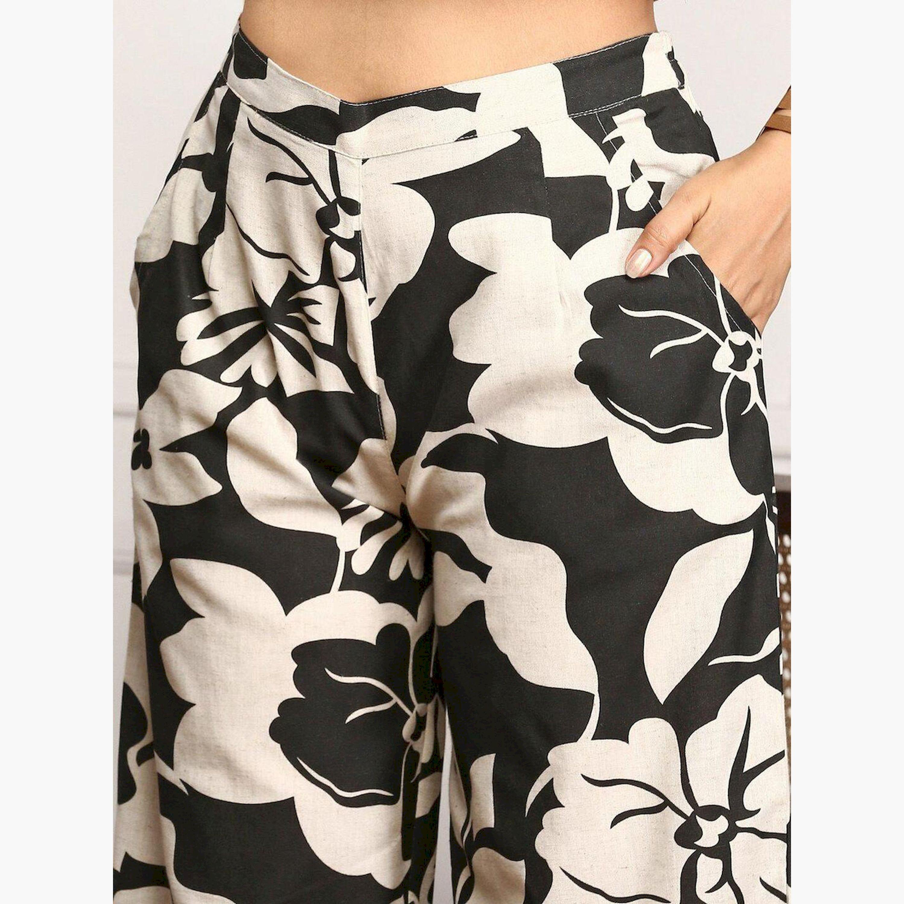 Ishin X Styli Floral Printed Cotton Blazer and Trousers Co-Ords-women-clothing-ethnicwear-salwarsuits-image-3