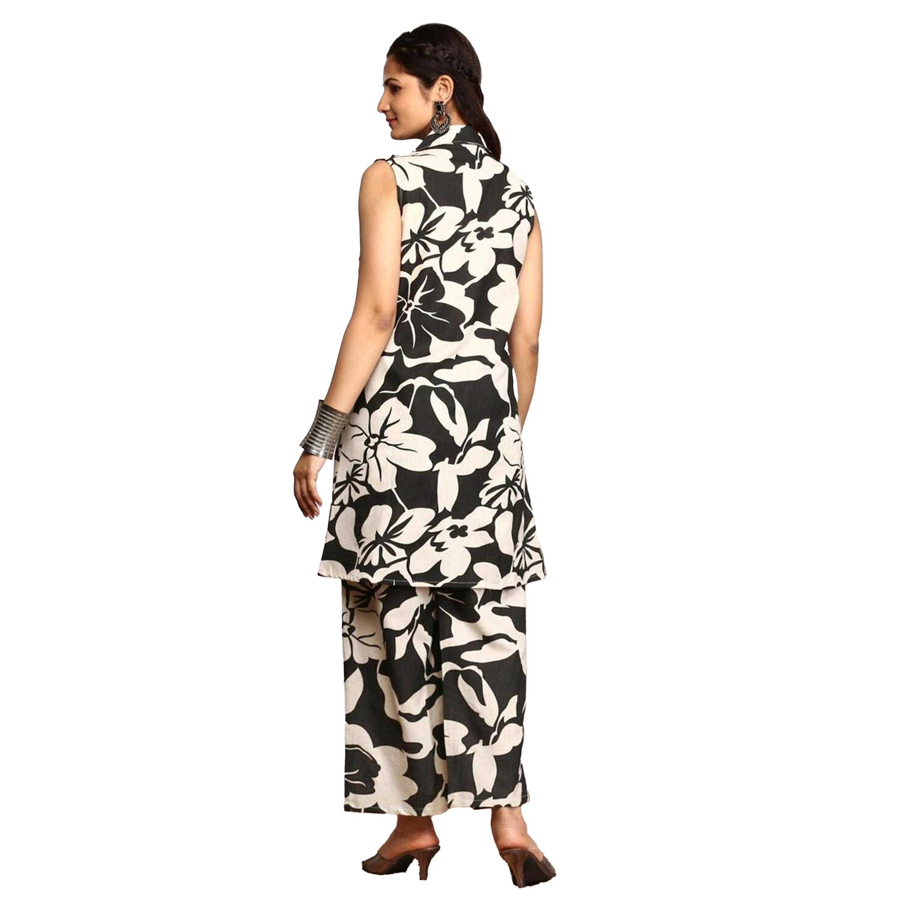 Ishin X Styli Floral Printed Cotton Blazer and Trousers Co-Ords-women-clothing-ethnicwear-salwarsuits-image-4