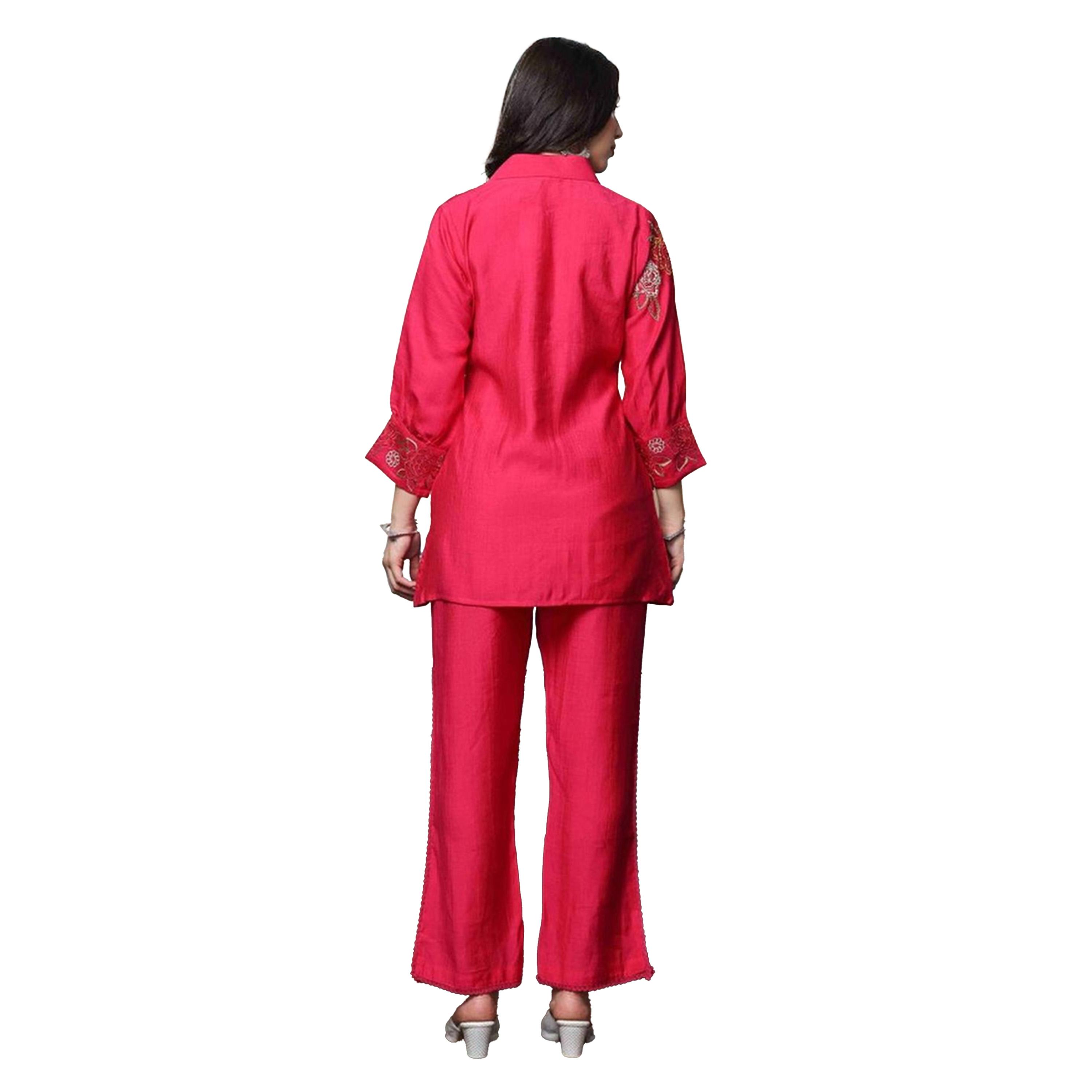 ايشن × ستايلي - قميص طويل مطرز مع بنطال-women-clothing-ethnicwear-salwarsuits-image-4