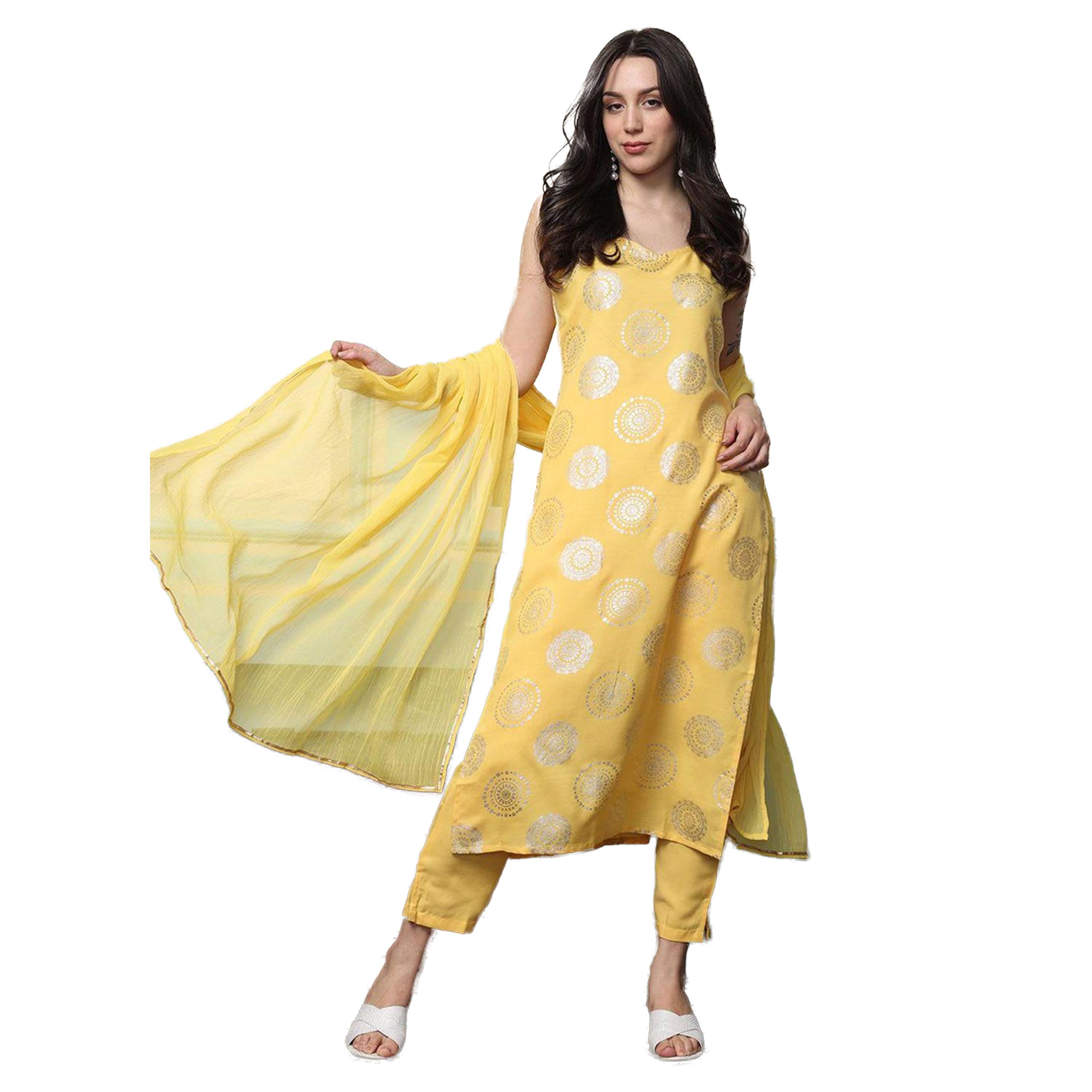 ايشن × ستايلي - طقم كورتا بدون أكمام مطبوع مع بنطال ووشاح دوباتا-women-clothing-ethnicwear-kurtasets-image-1